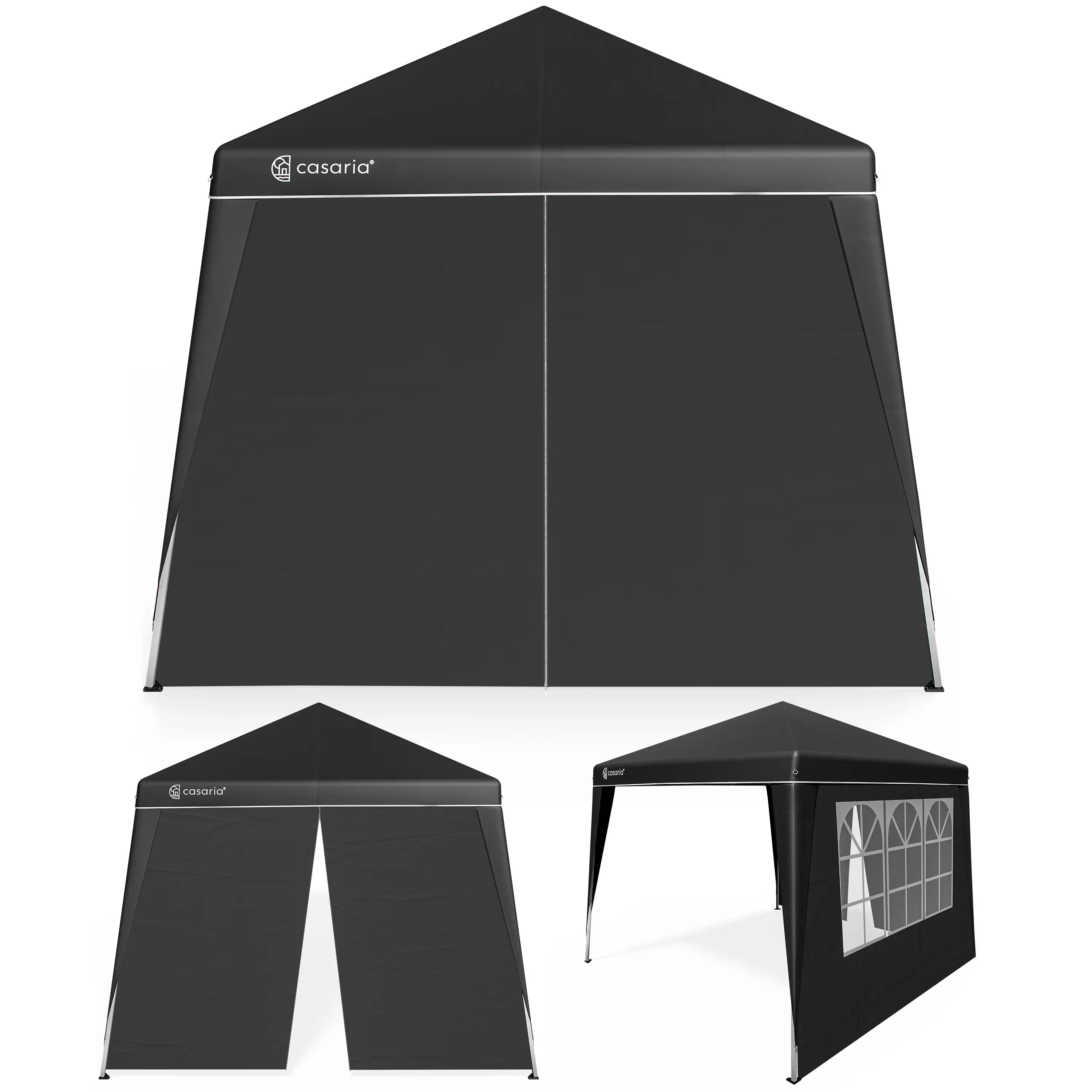 Faltpavillon Capri Schwarz 3x3m inkl. 2 Seitenwänden günstig online kaufen