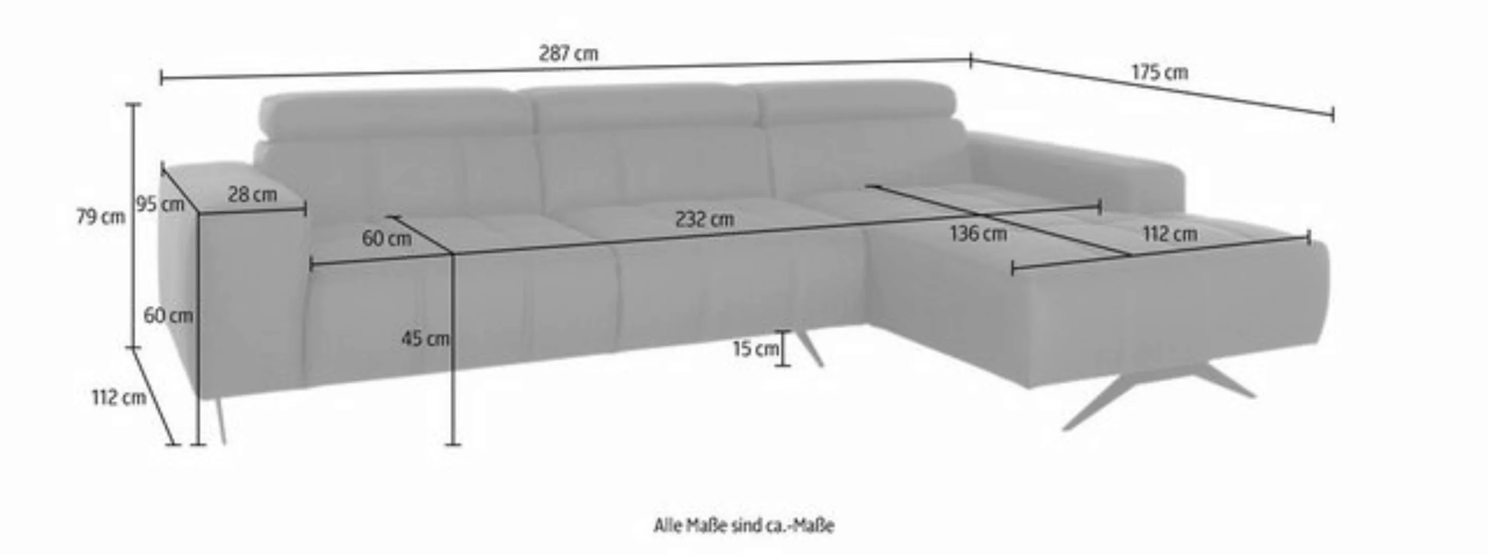 DOMO collection Ecksofa Trento L-Form, wahlweise mit Kopfteilverstellung, R günstig online kaufen