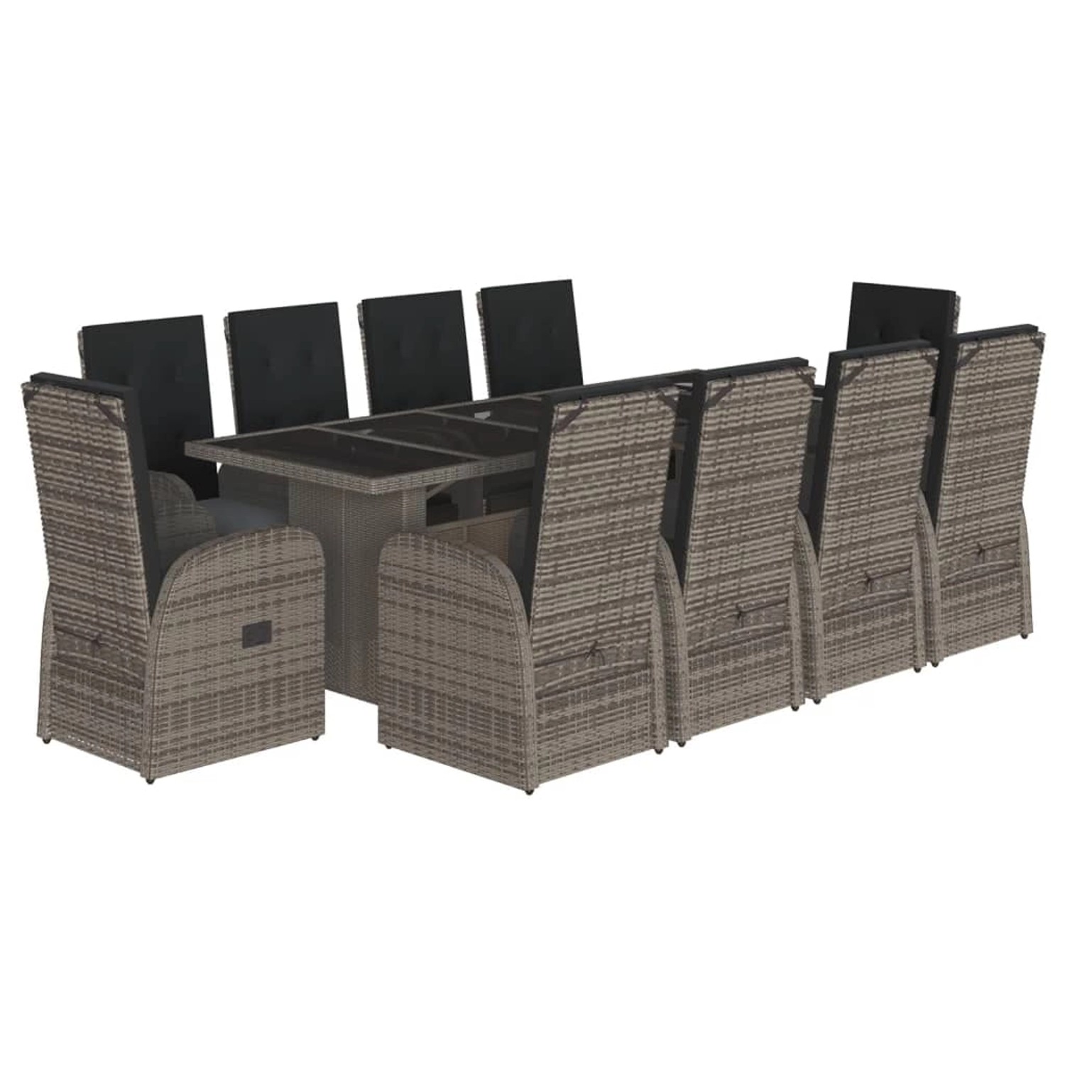 vidaXL 11-tlg Garten-Essgruppe mit Kissen Grau Poly Rattan Modell 19 günstig online kaufen