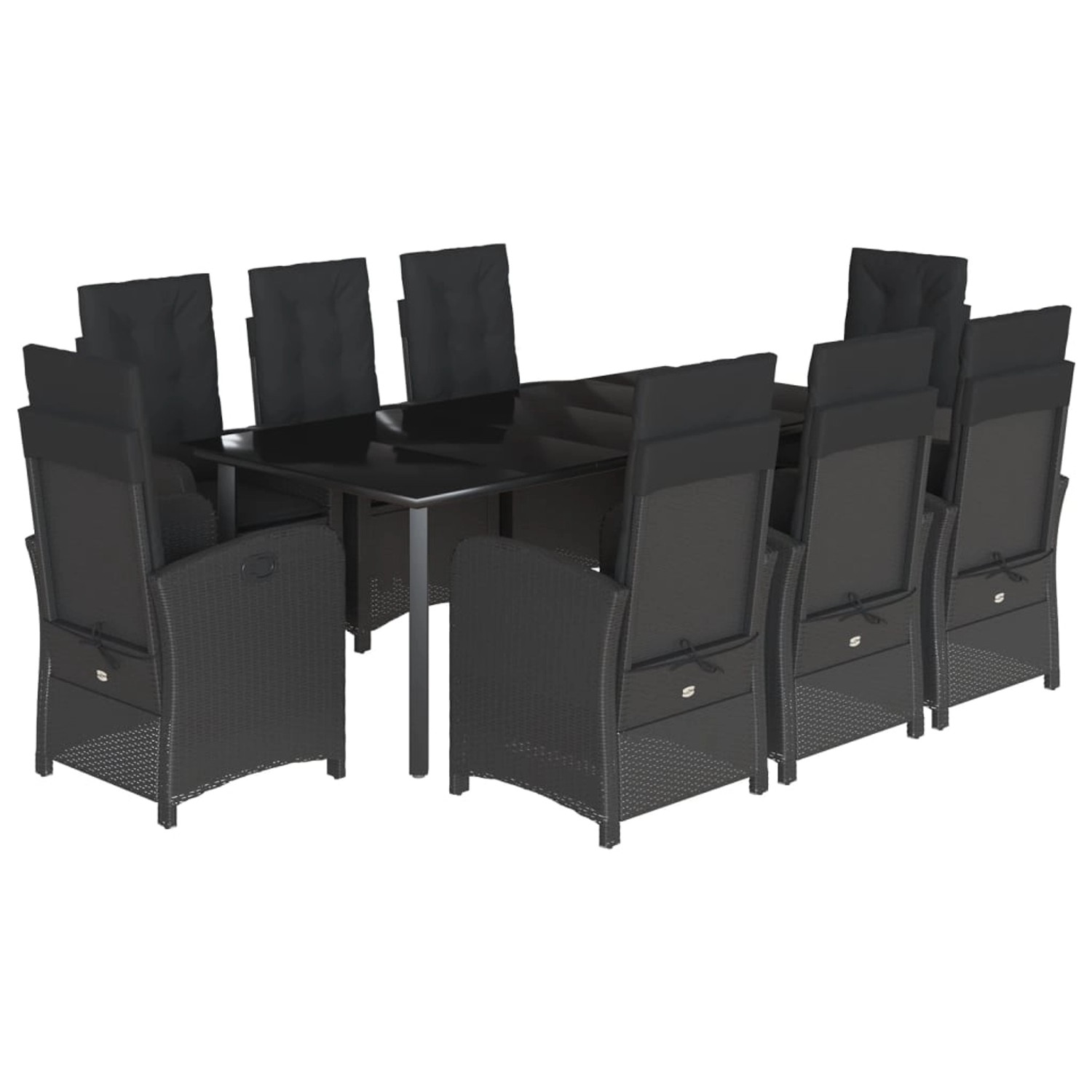 vidaXL 9-Tlg Garten-Essgruppe mit Kissen Schwarz Poly Rattan 3212329 günstig online kaufen