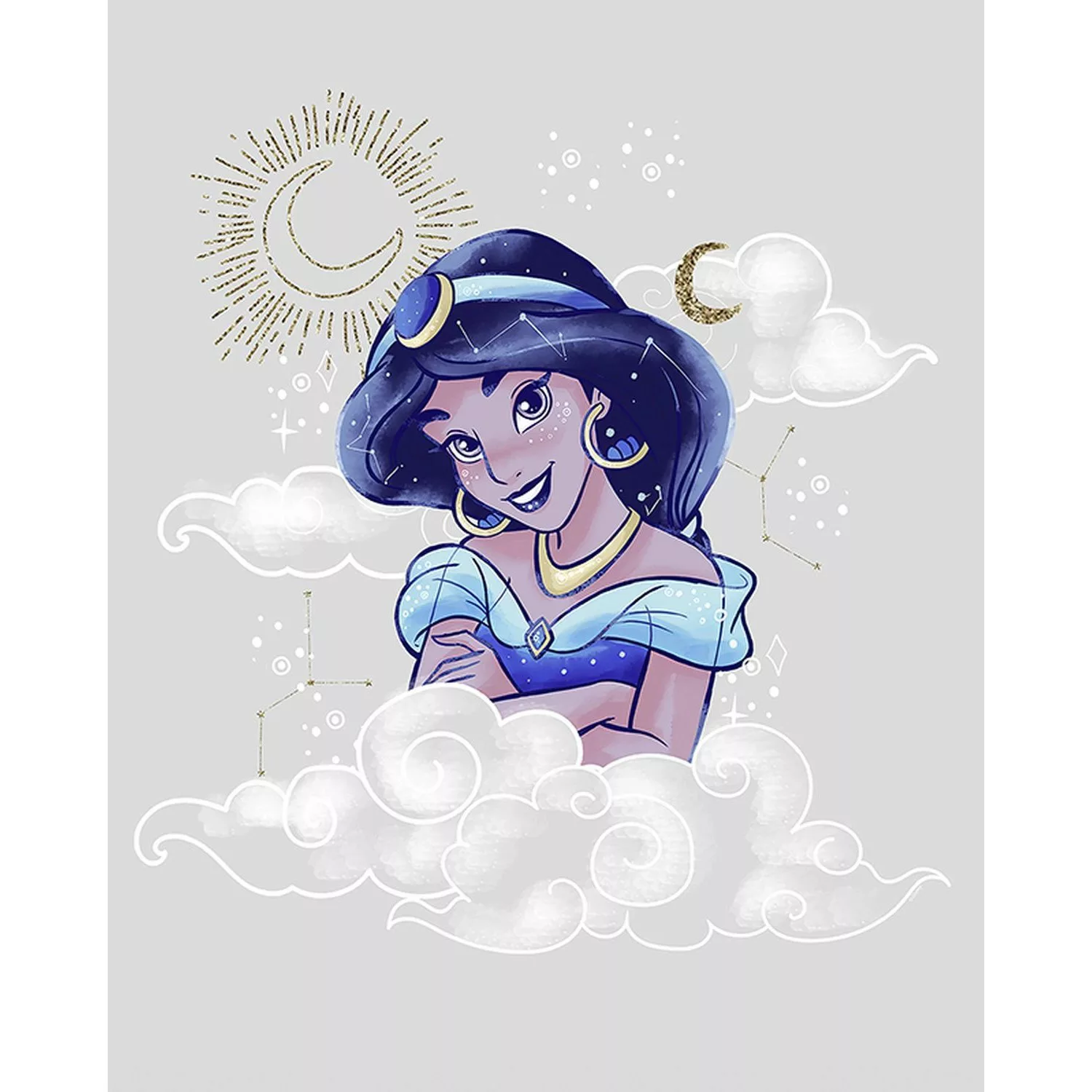 Disney Poster Jasmin Alladin Grau und Blau 40 x 50 cm 611705 günstig online kaufen