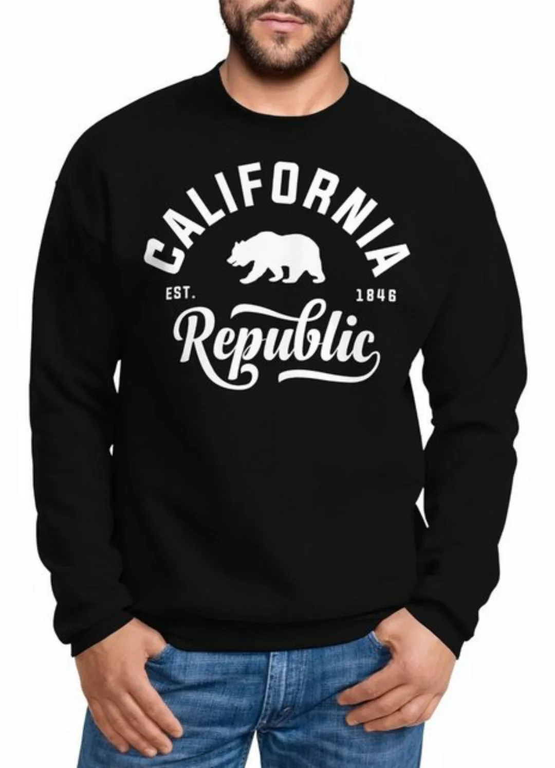 Neverless Sweatshirt Schöner California Republic Herren Pullover Sweatshirt günstig online kaufen