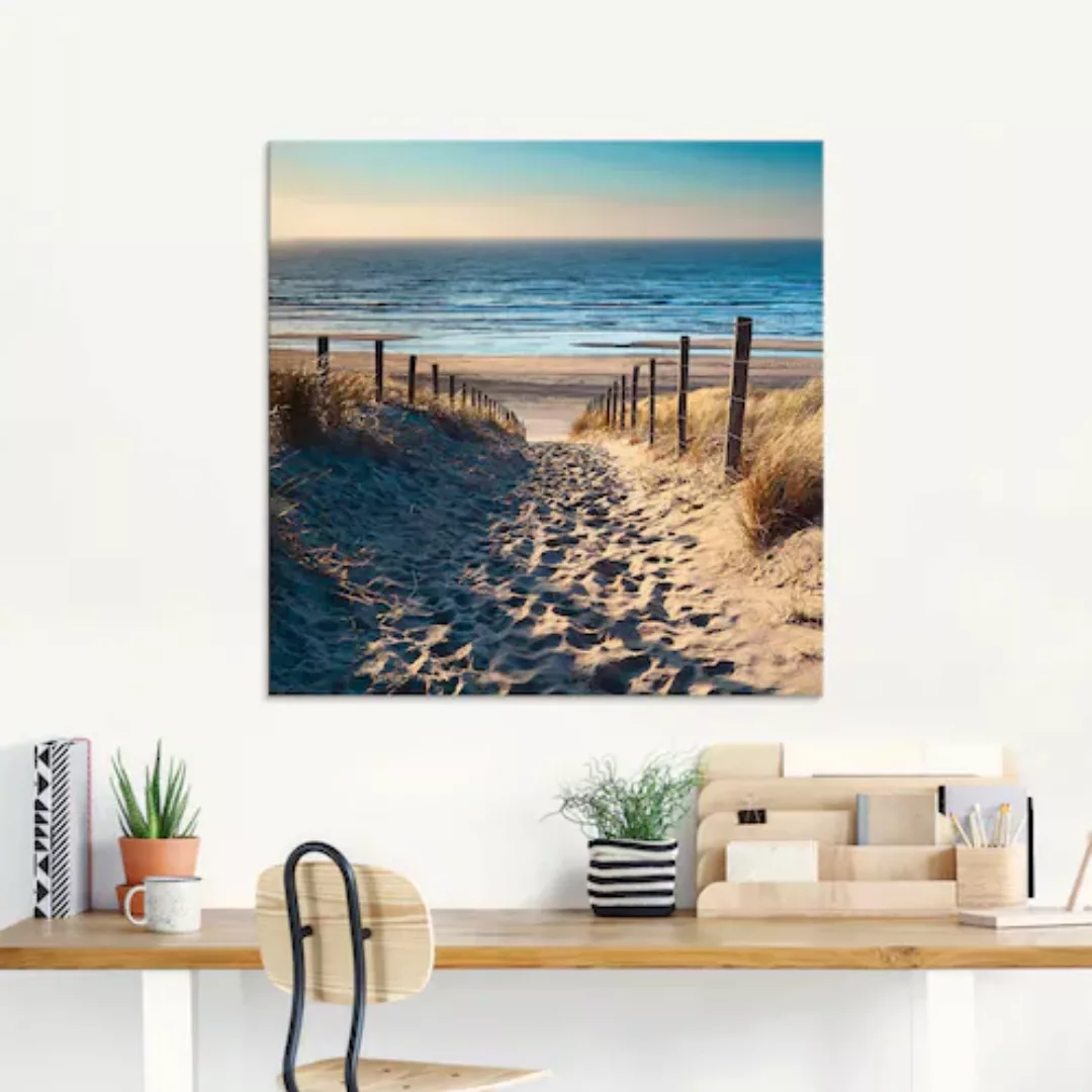 Artland Glasbild "Weg zum Nordseestrand Sonnenuntergang", Strand, (1 St.), günstig online kaufen