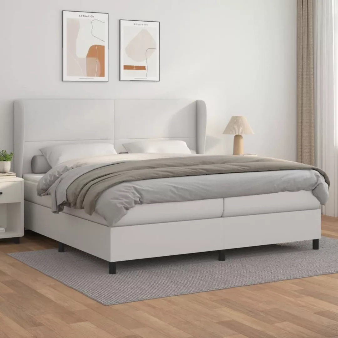 Vidaxl Boxspringbett Mit Matratze Weiß 200x200 Cm Kunstleder günstig online kaufen