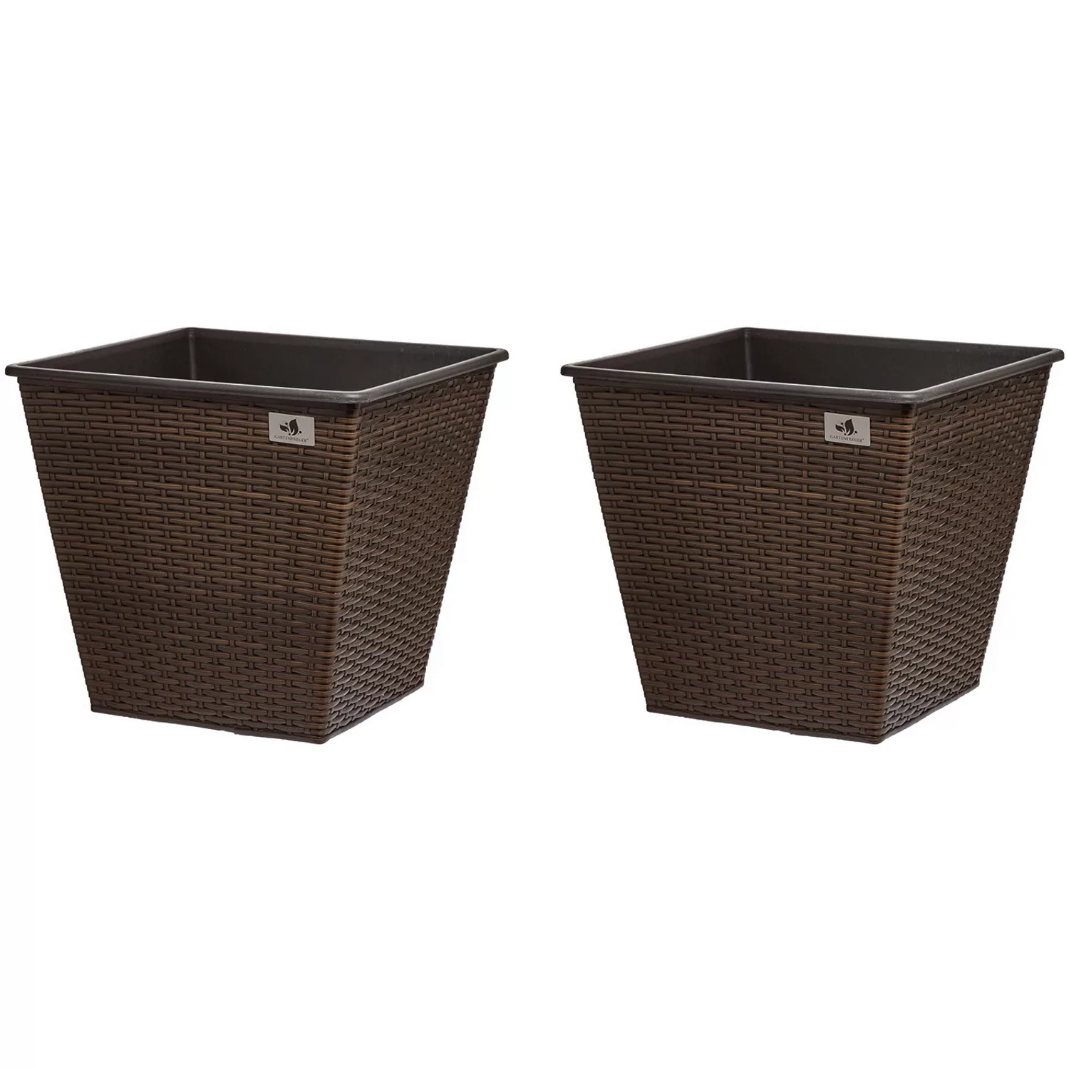 Gartenfreude Pflanzkübel 2er Set Polyrattan Blumentöpfe beige-kombi günstig online kaufen