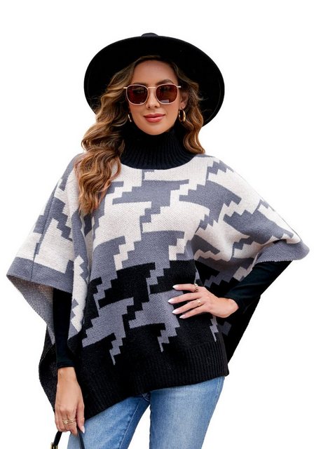 Vivi Idee Strickponcho Damen Strickponcho mit Kragen, Winter warme Schal Pu günstig online kaufen