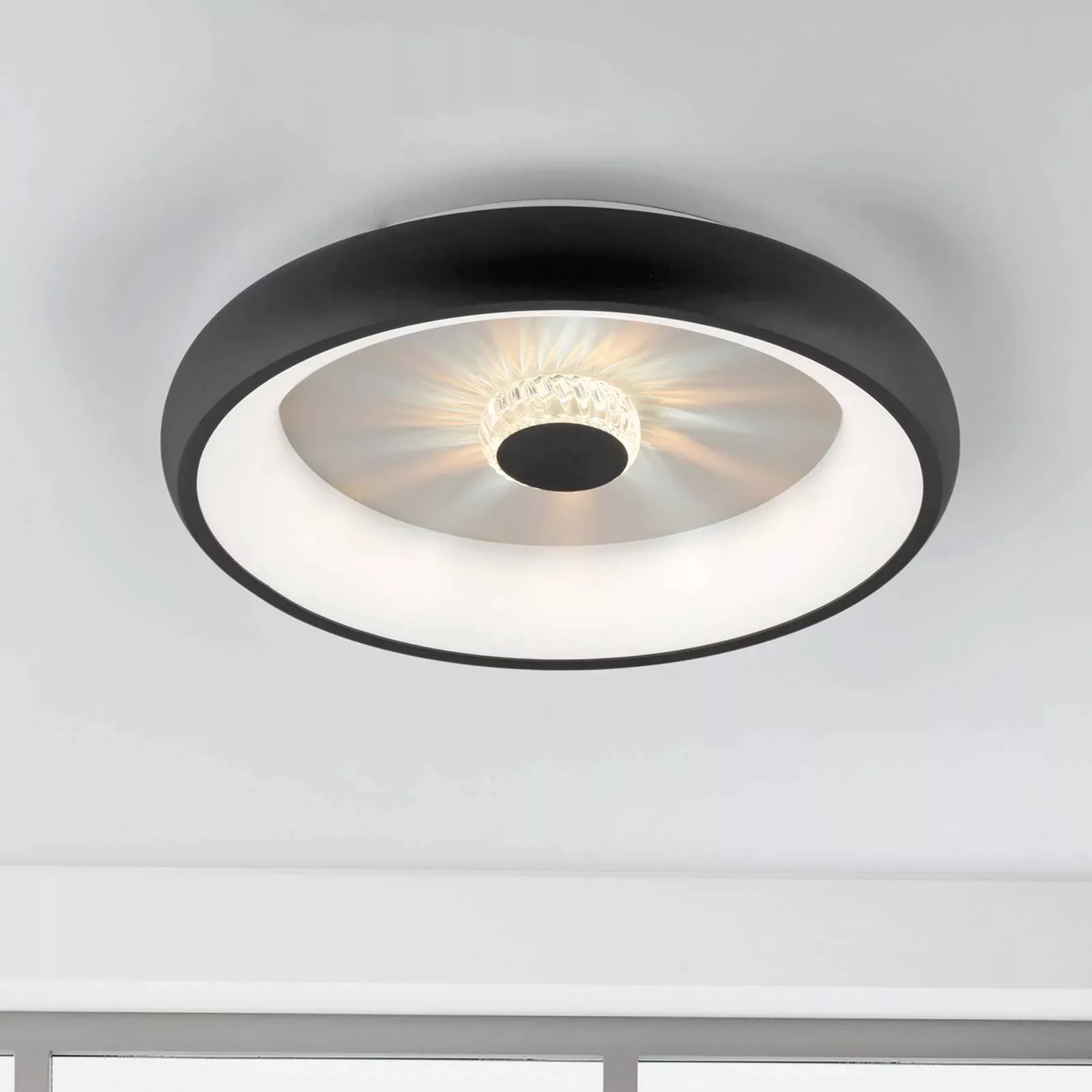 LED-Deckenleuchte Vertigo, CCT, Ø 46,5 cm, schwarz günstig online kaufen