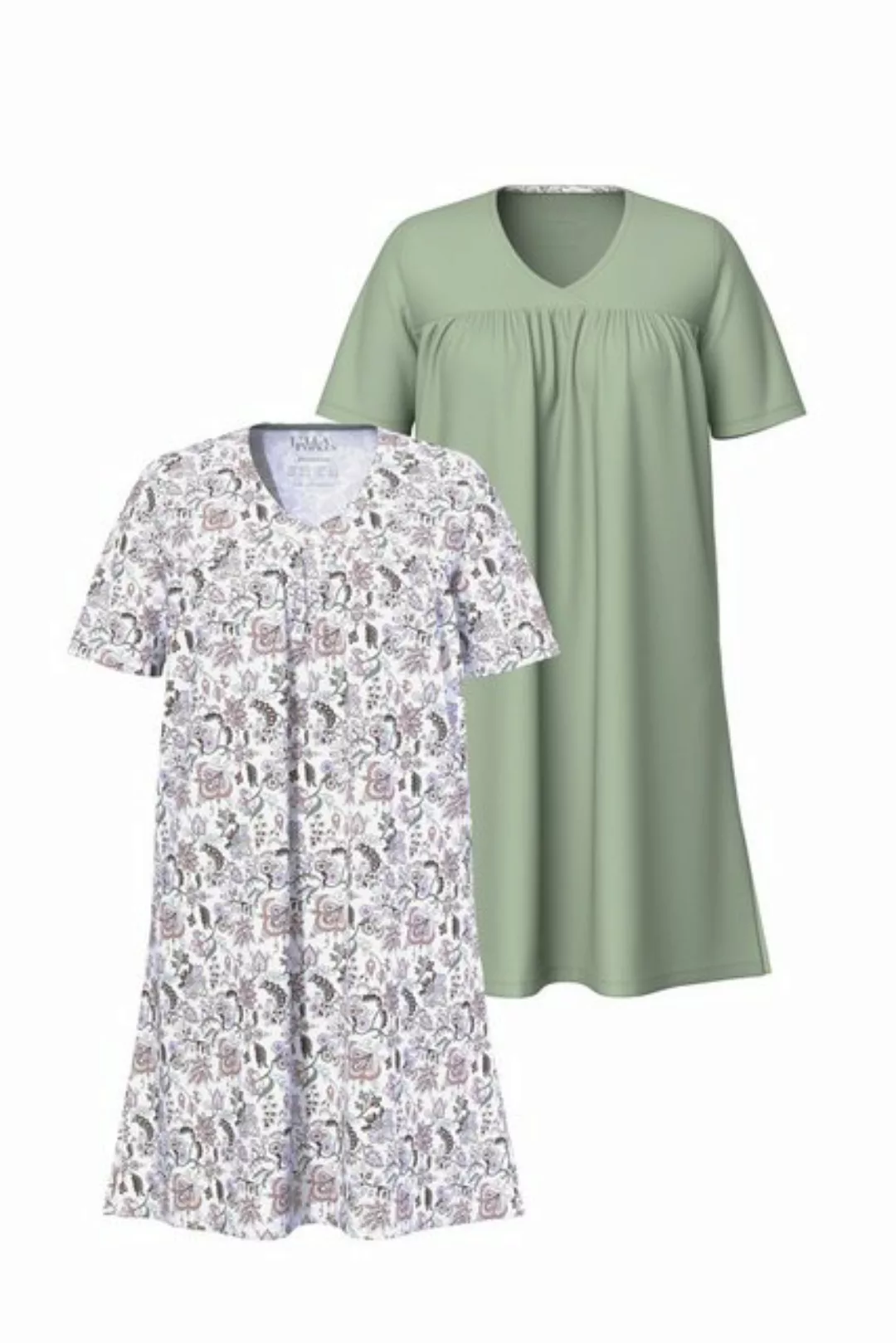 Ulla Popken Bigshirt Bigshirts 2er-Pack Blüten V-Ausschnitt Halbarm günstig online kaufen