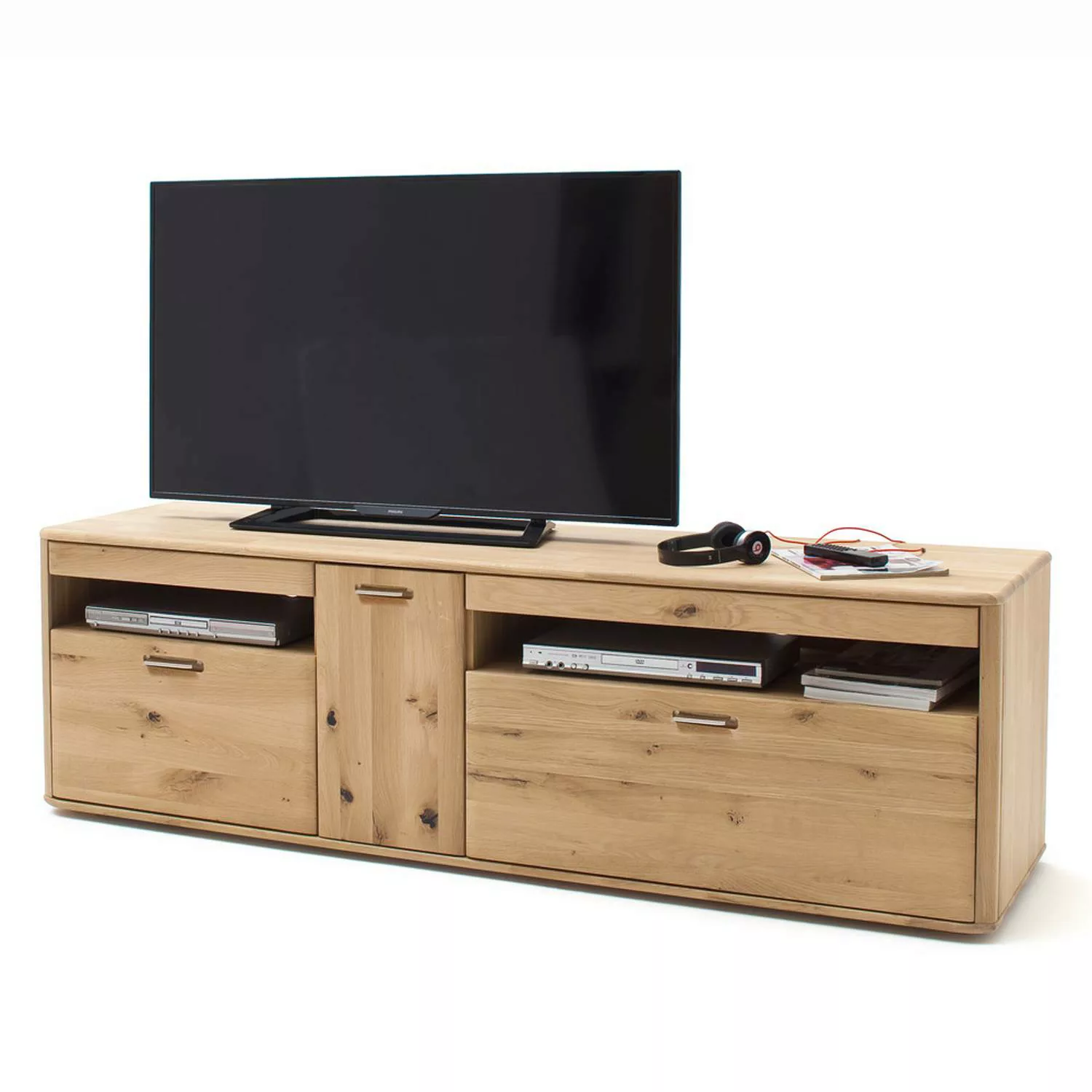 Wohnzimmer TV-Lowboard ROSARIO-05 aus massiver Balkeneiche Bianco - B/H/T: günstig online kaufen