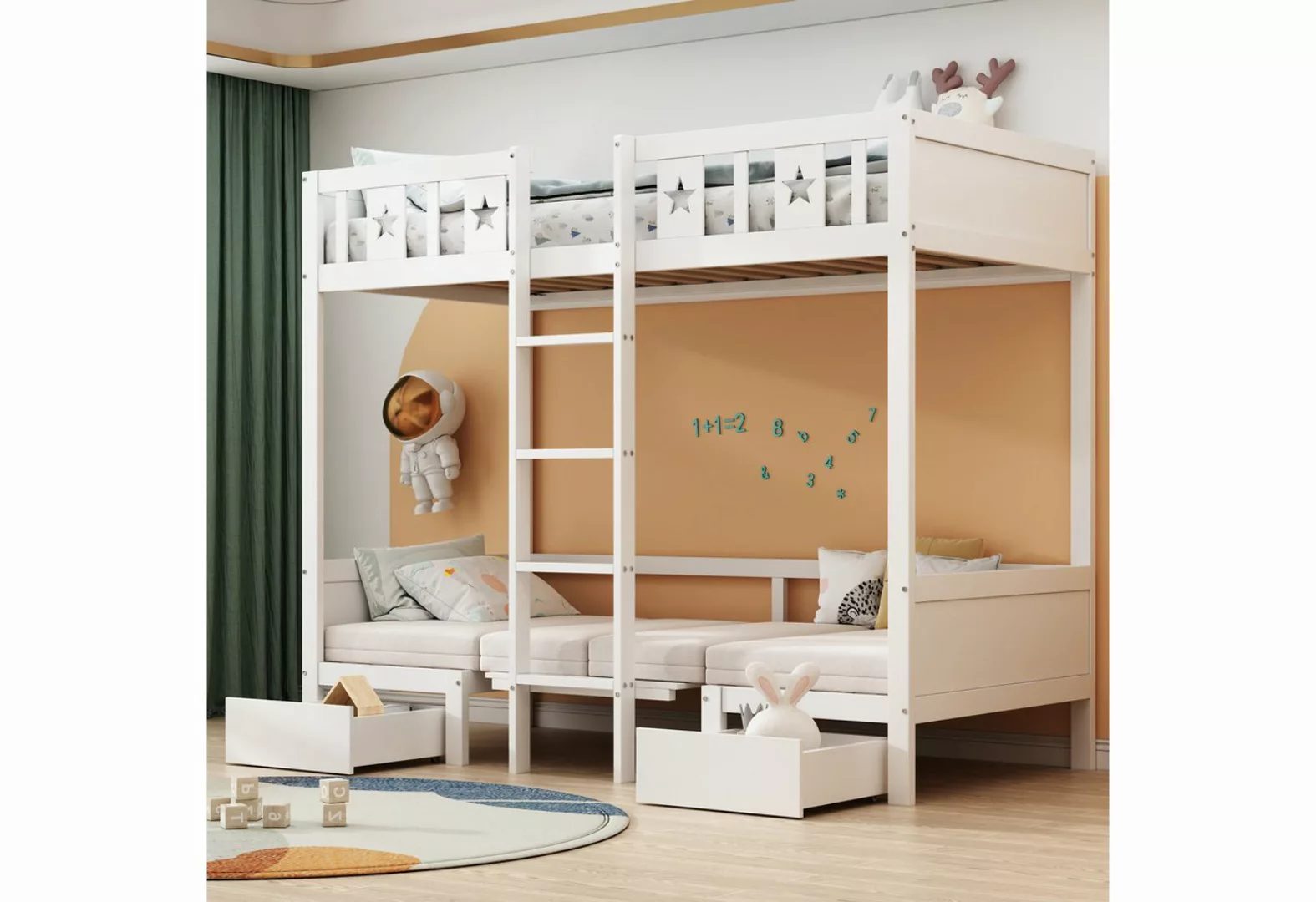 RIYO Etagenbett Kinderbett Doppelbett 200*90 cm Bett/Schreibtisch 2 in 1 günstig online kaufen