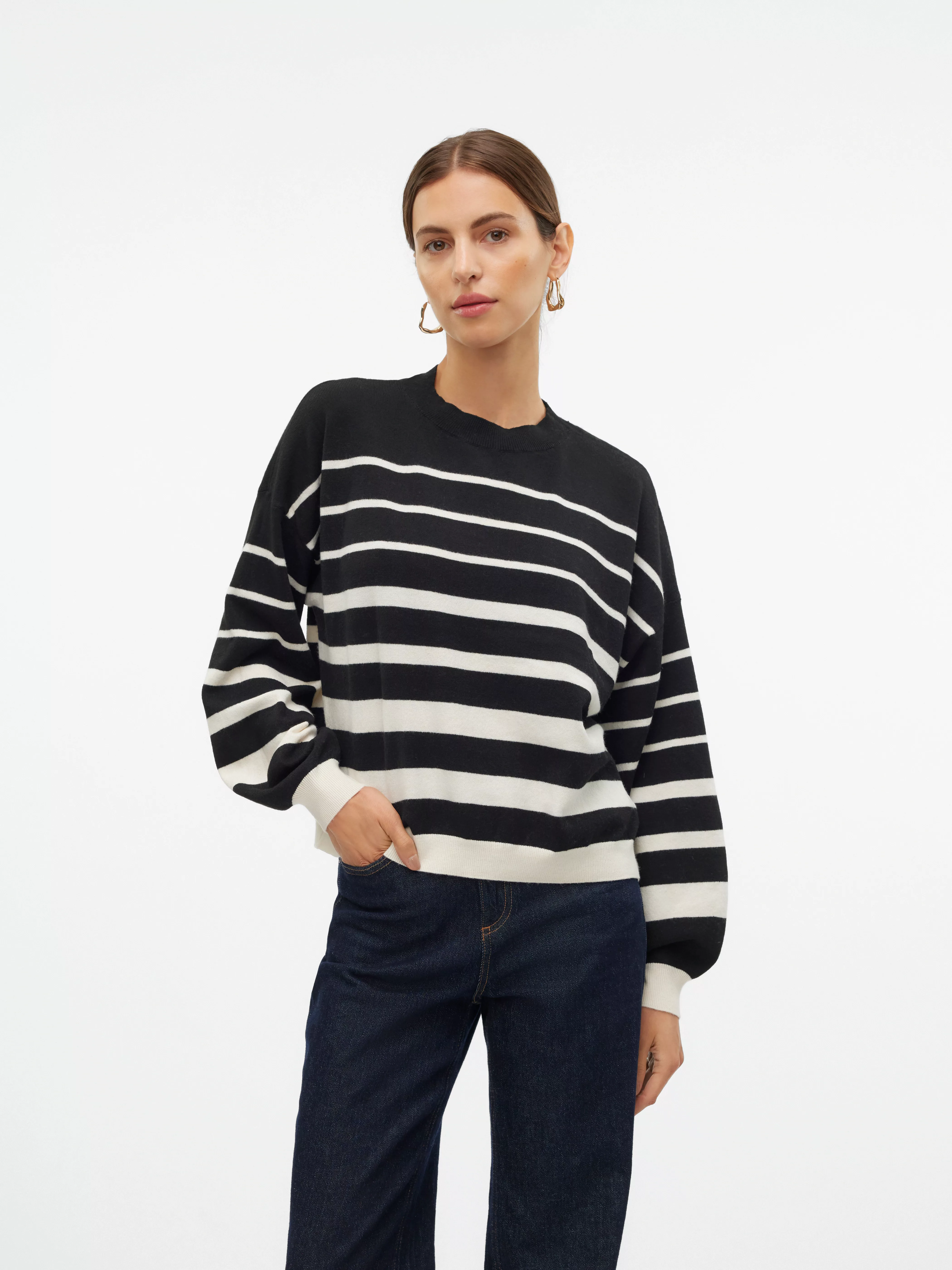 Vero Moda Strickpullover VMRAIN LS O-NECK PULLOVER ENT günstig online kaufen