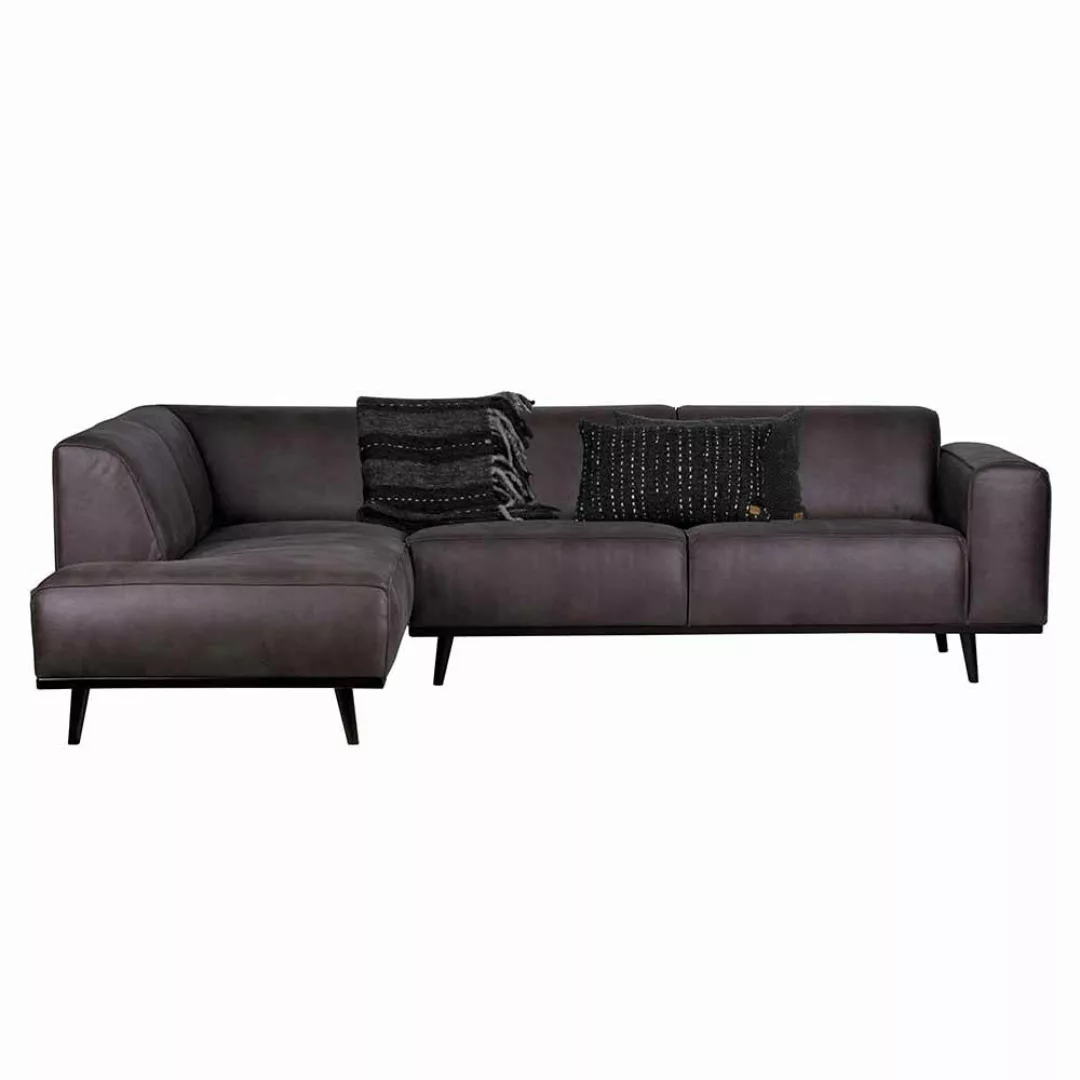 Ecksofa in Dunkelgrau aus recyceltem Leder günstig online kaufen
