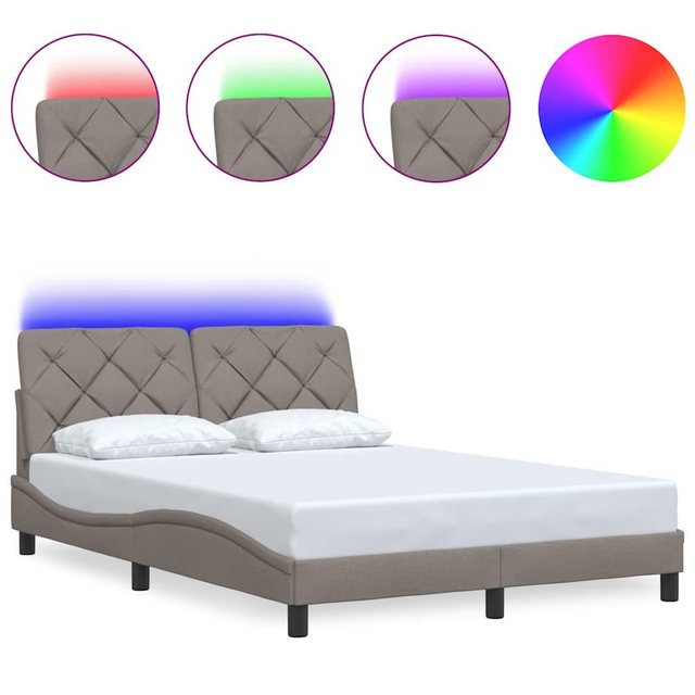 vidaXL Bett, Bettgestell mit LED ohne Matratze Taupe 120x200 cm Stoff günstig online kaufen