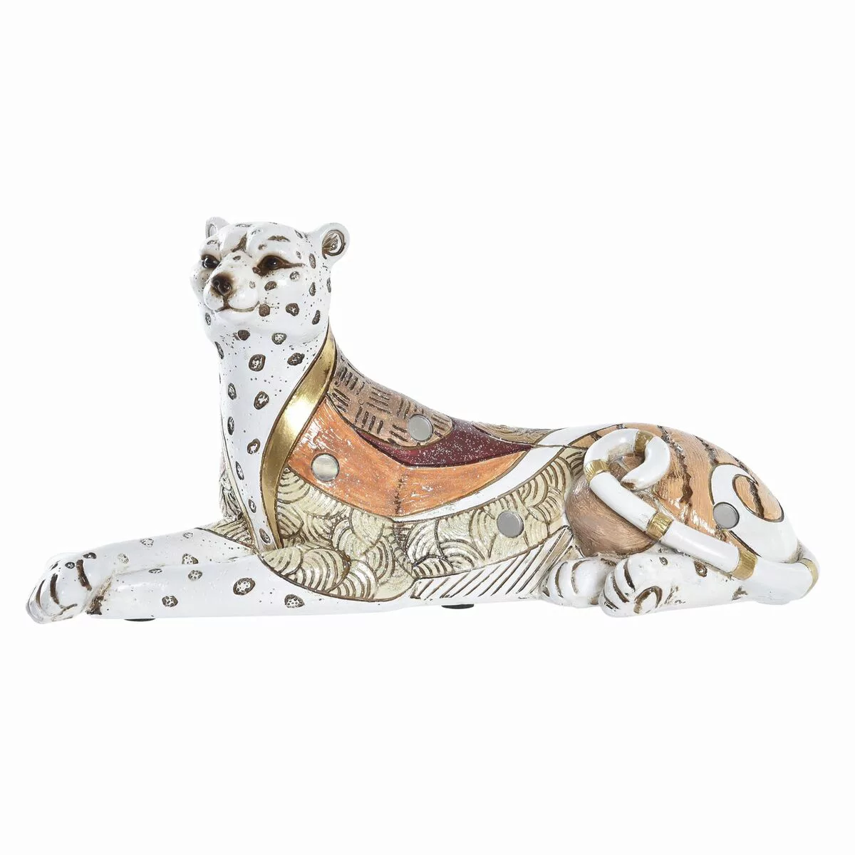 Deko-figur Dkd Home Decor Orange Weiß Leopard Harz (24 X 10 X 12 Cm) günstig online kaufen