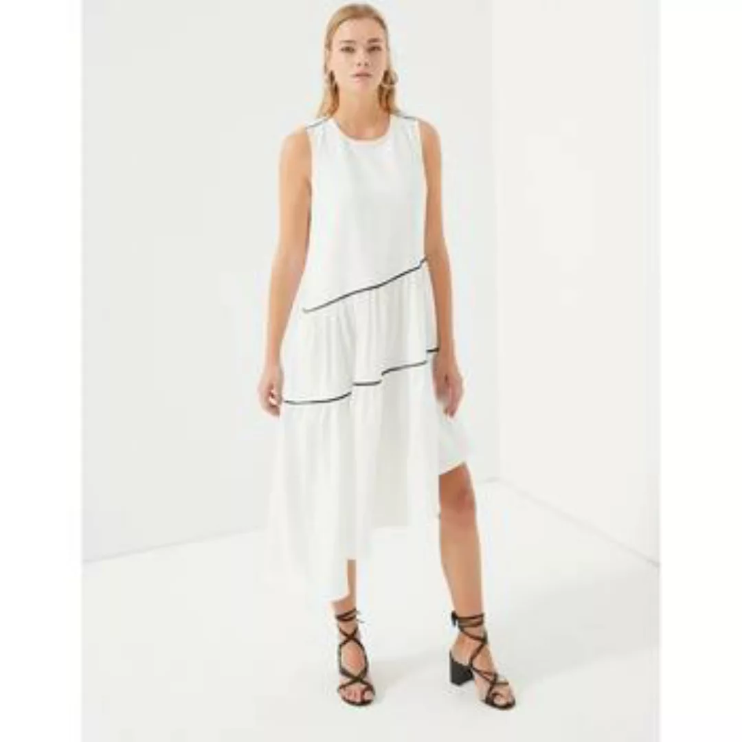 Just Like You  Kleider White Ruffled Black Piping Detailed Dress günstig online kaufen