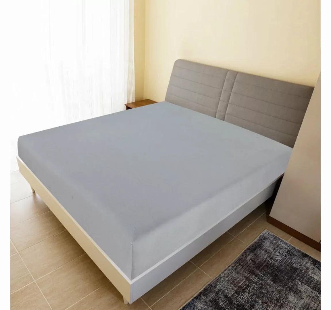 vidaXL Bett, Spannbettlaken Jersey Grau 100x200 cm Baumwolle günstig online kaufen