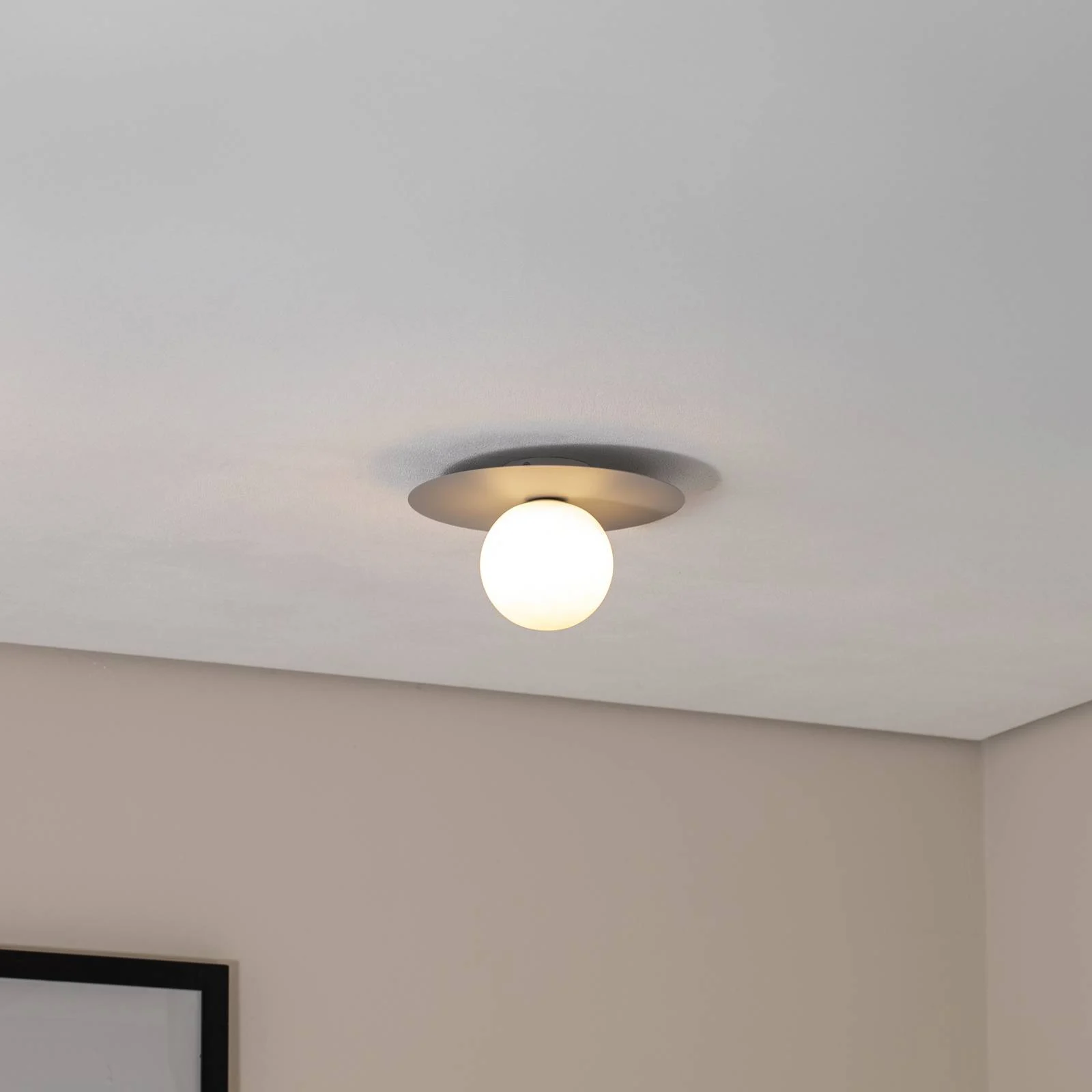 Deckenlampe Pixie, grau, Glas, Ø 25 cm, Kugel, G9 günstig online kaufen
