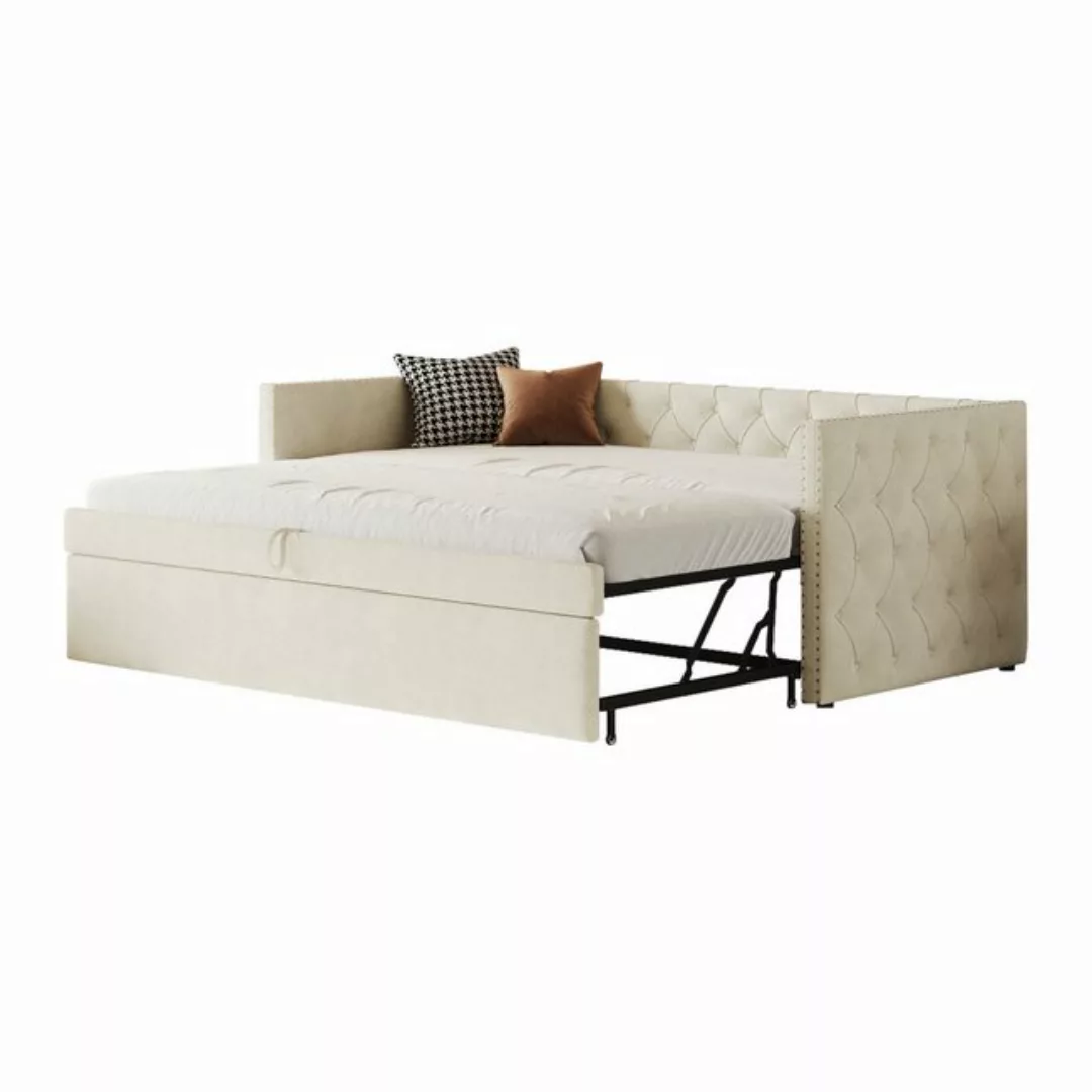 Merax Daybett, Tagesbett Schlafsofa mit Unterbett 90x200cm/180x200cm Polste günstig online kaufen