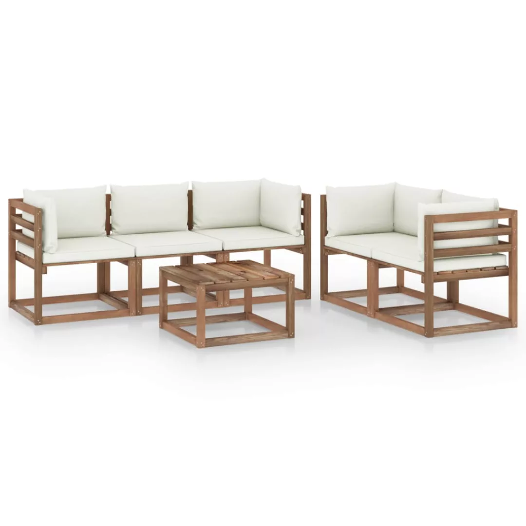 6-tlg. Garten-lounge-set Mit Creme Kissen günstig online kaufen