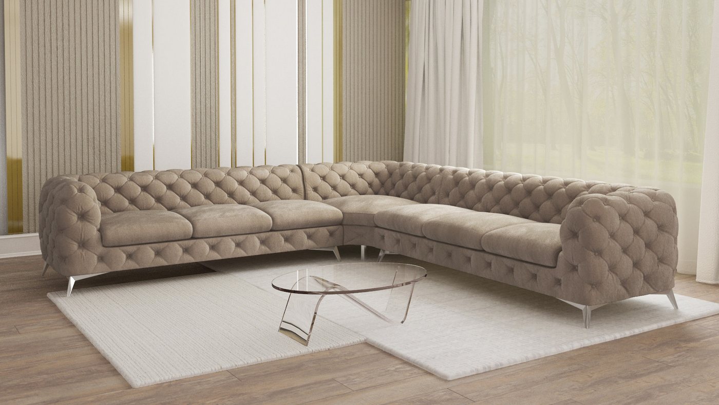 S-Style Möbel Ecksofa Chesterfield Ecksofa Kalina mit Silber Metall Füßen, günstig online kaufen