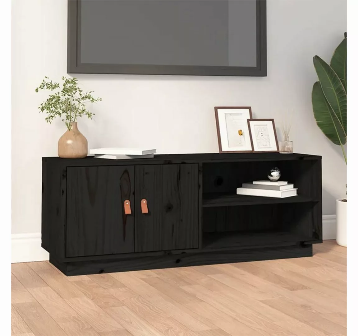 furnicato TV-Schrank Schwarz 105x34x40 cm Massivholz Kiefer günstig online kaufen