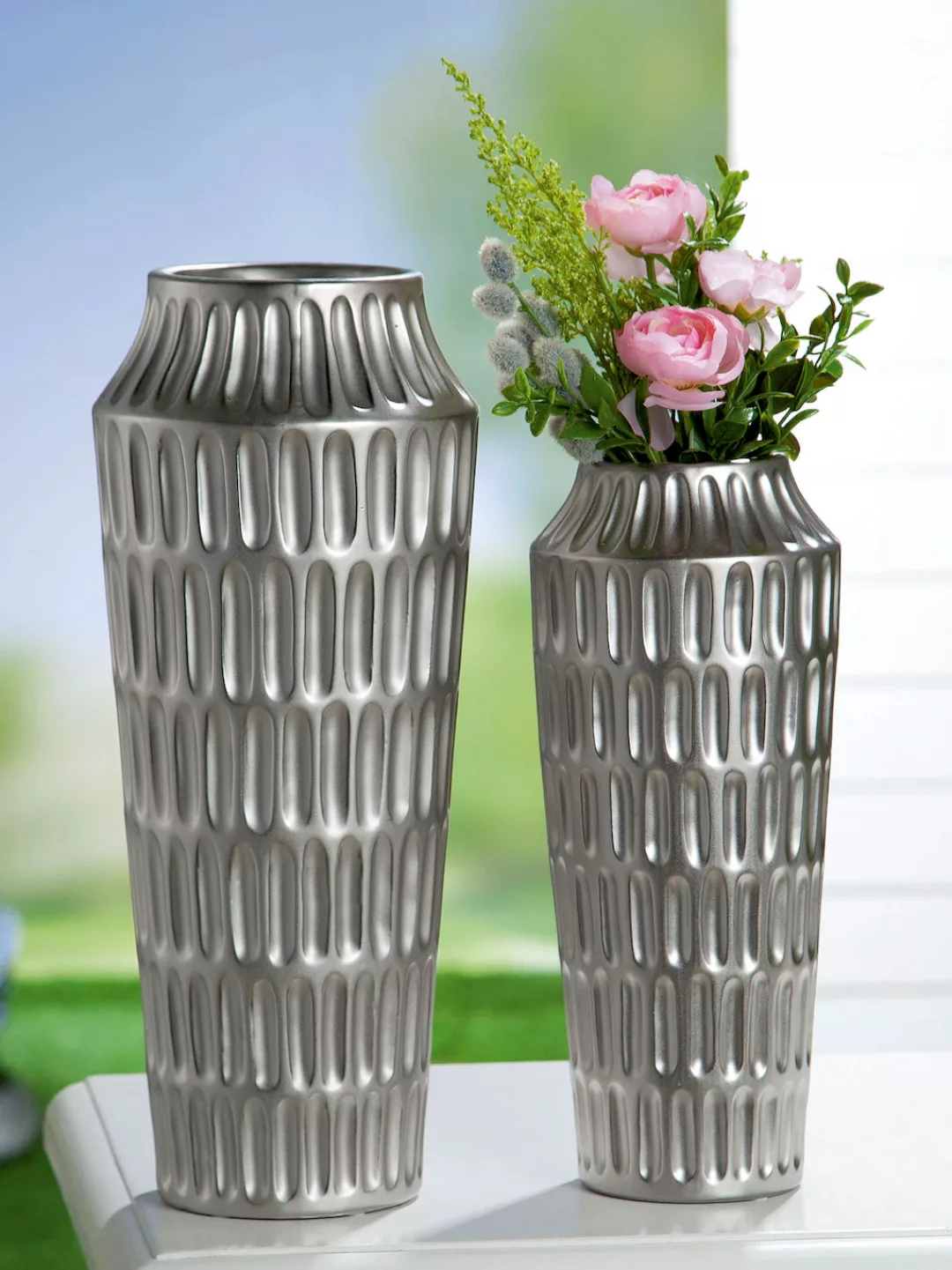 GILDE Tischvase »Metallico, Höhe ca. 37 cm«, (1 St.), dekorative Vase aus K günstig online kaufen