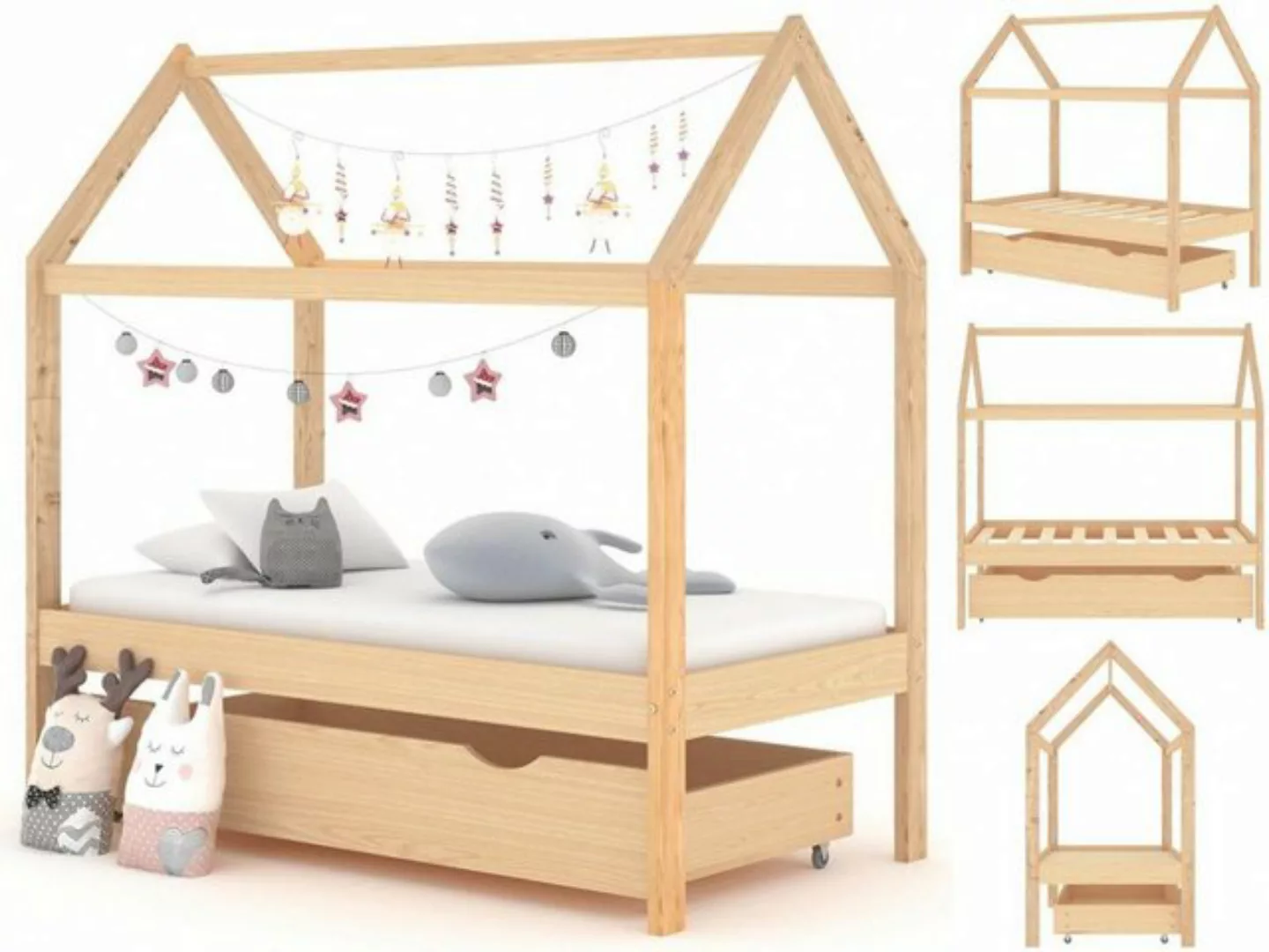 Kinderbett Mit Schublade Massivholz Kiefer 70x140 Cm günstig online kaufen