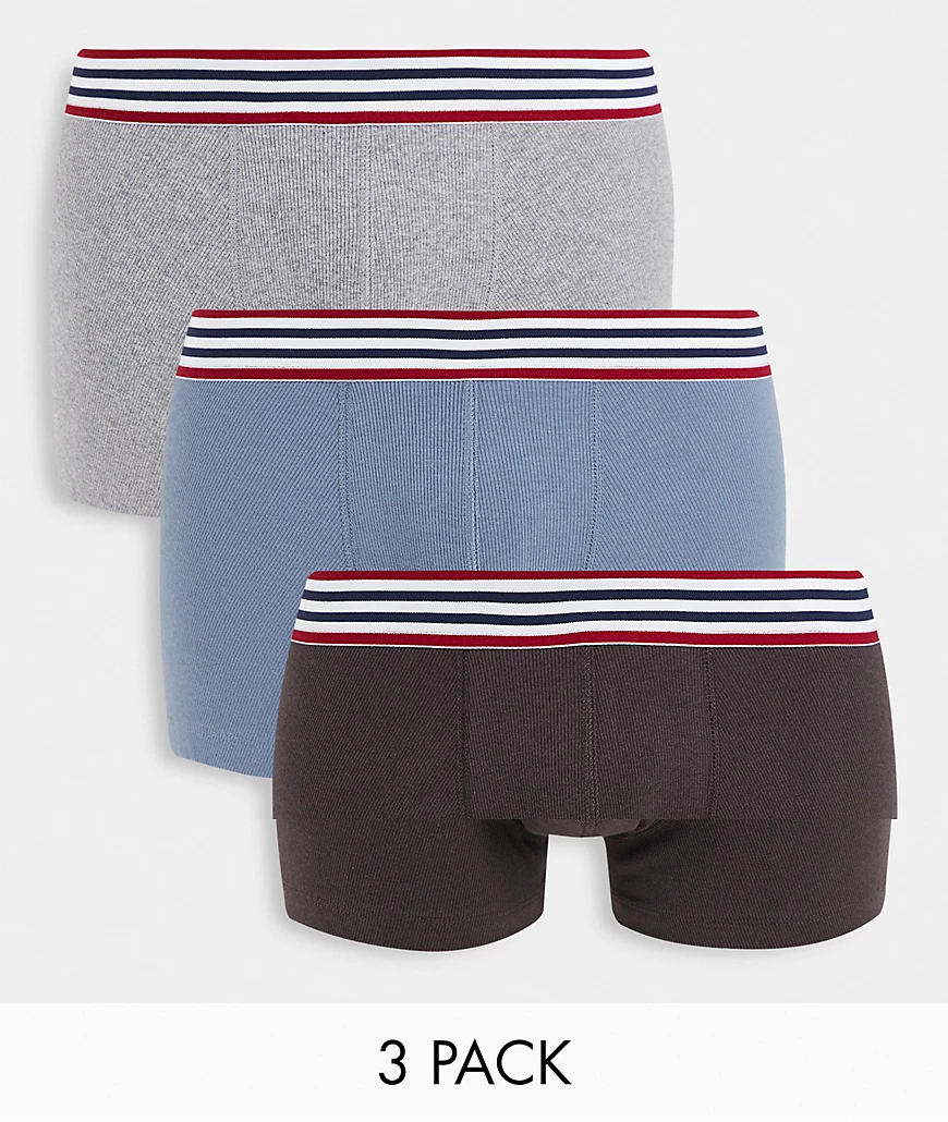 ASOS DESIGN – 3er-Pack Unterhosen mit farblich abgesetztem Bund-Mehrfarbig günstig online kaufen