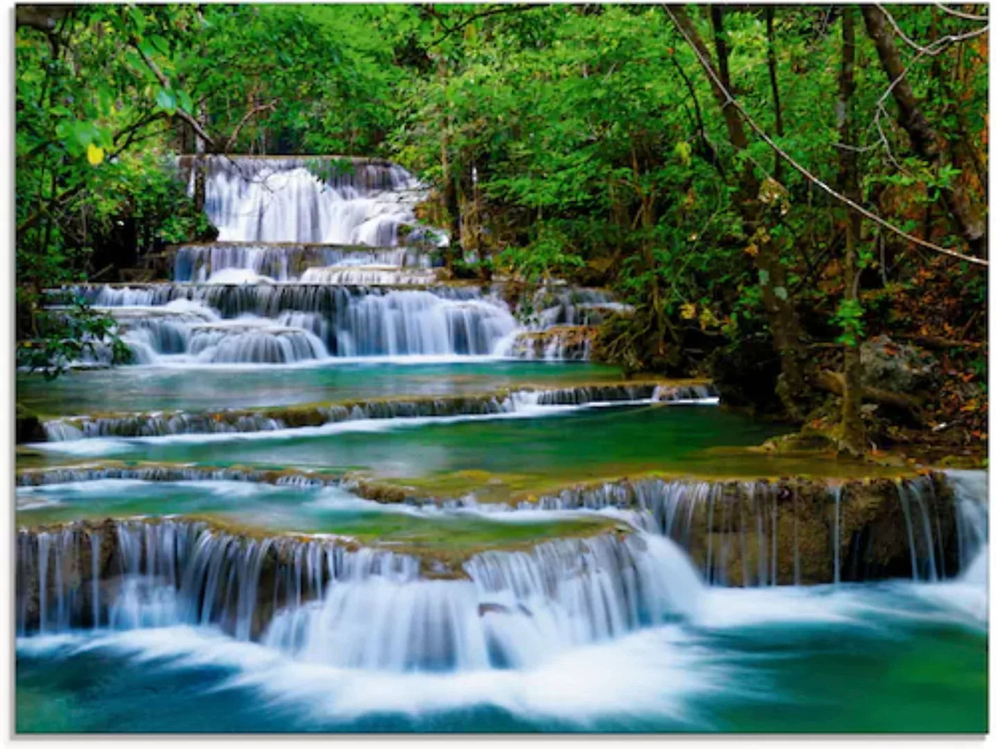 Artland Glasbild "Tiefen Wald Wasserfall", Gewässer, (1 St.) günstig online kaufen