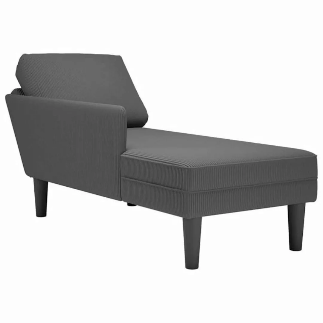 vidaXL Chaiselongue Chaiselongue mit Kissen Dunkelgrau Cordstoff, 1 Teile günstig online kaufen