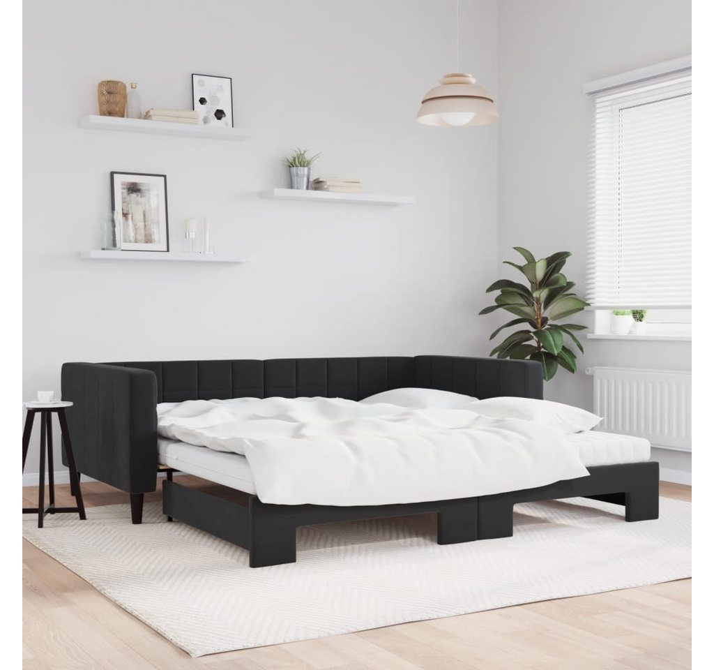 vidaXL Gästebett Gästebett Tagesbett Ausziehbar mit Matratzen Schwarz 100x2 günstig online kaufen