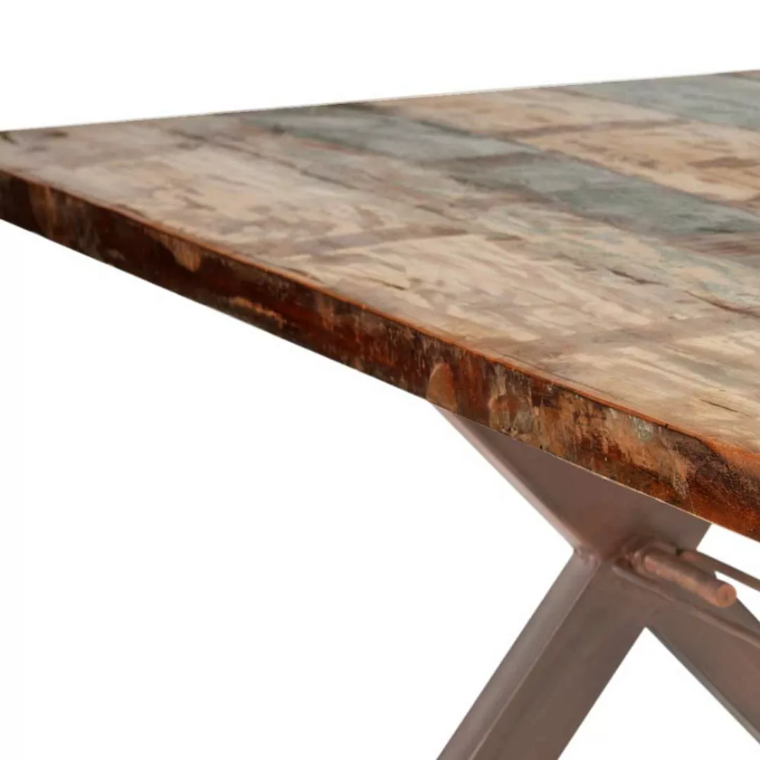 Esszimmer Tisch im Shabby Chic Design Sheesham Recyclingholz und Eisen günstig online kaufen