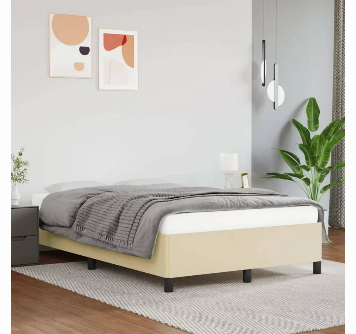 vidaXL Bett, Bettgestell Creme 120x200 cm Kunstleder günstig online kaufen