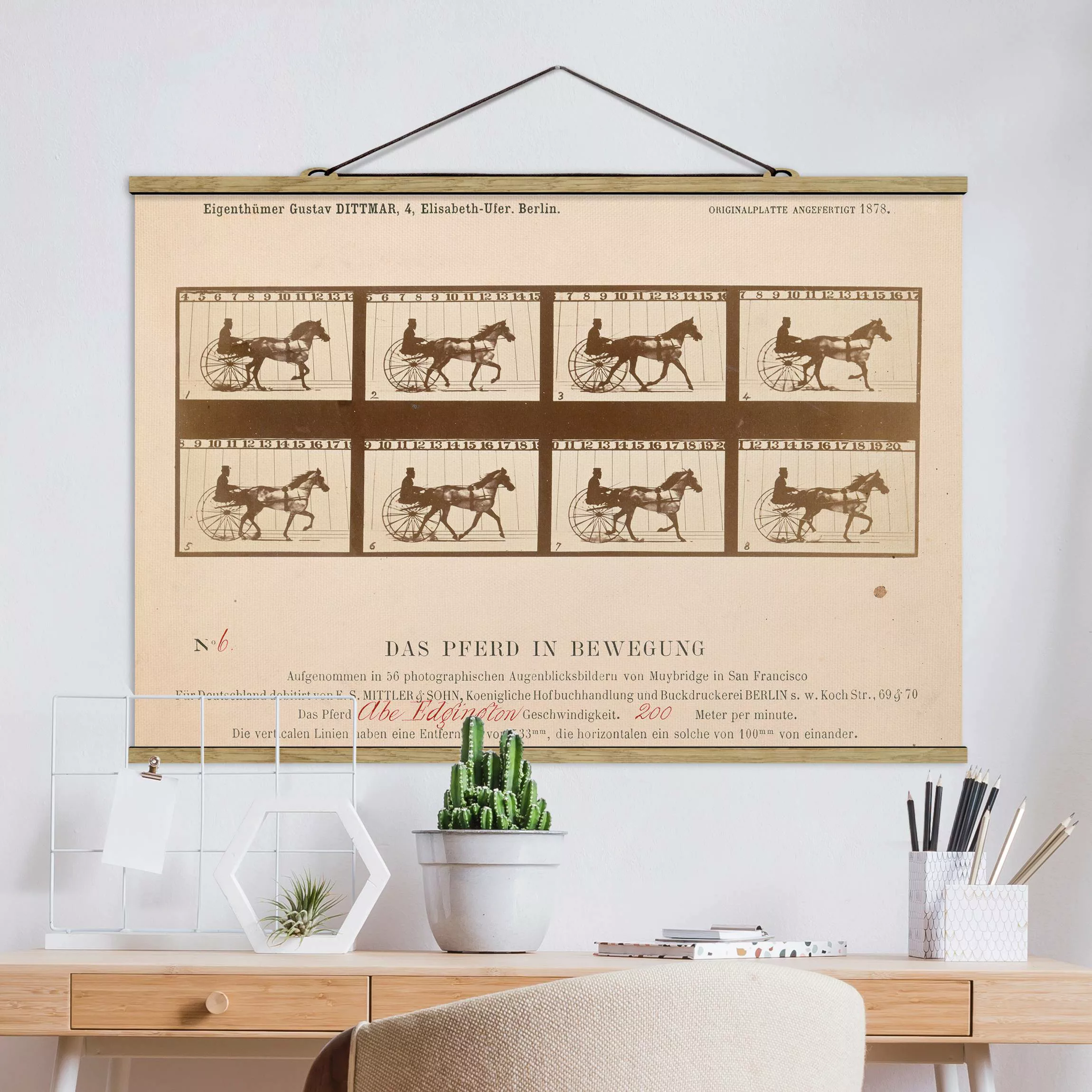 Stoffbild Tiere mit Posterleisten - Querformat Eadweard Muybridge - Das Pfe günstig online kaufen