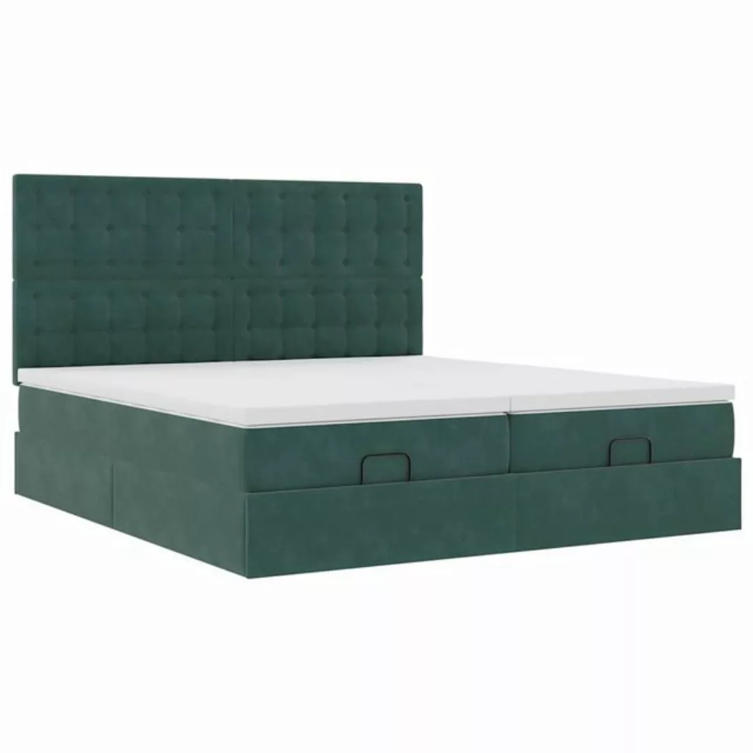 vidaXL Bett Ottoman-Bett mit Matratzen Dunkelgrün 180x200 cm Samt günstig online kaufen