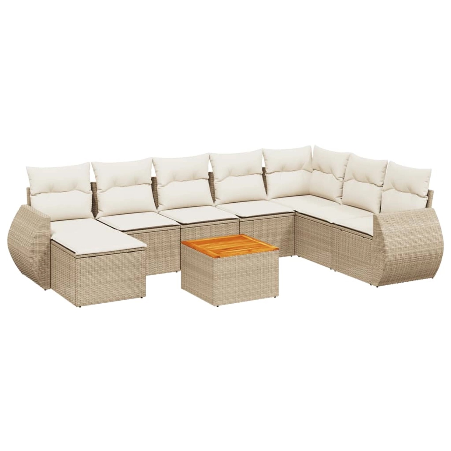 vidaXL 9-Tlg Garten-Sofagarnitur mit Kissen Beige Poly Rattan 3257472 günstig online kaufen