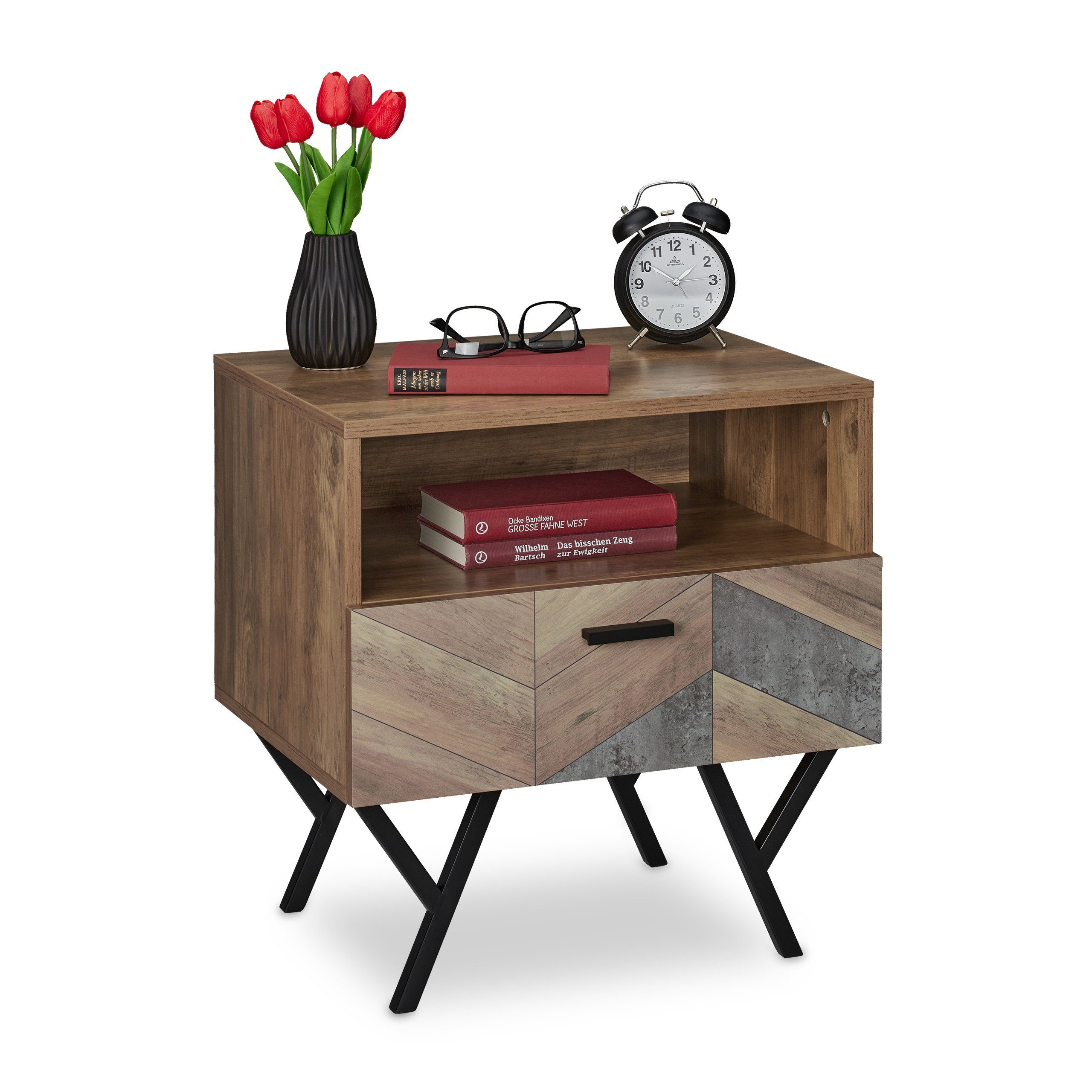 relaxdays Nachttisch im Industrial Style günstig online kaufen