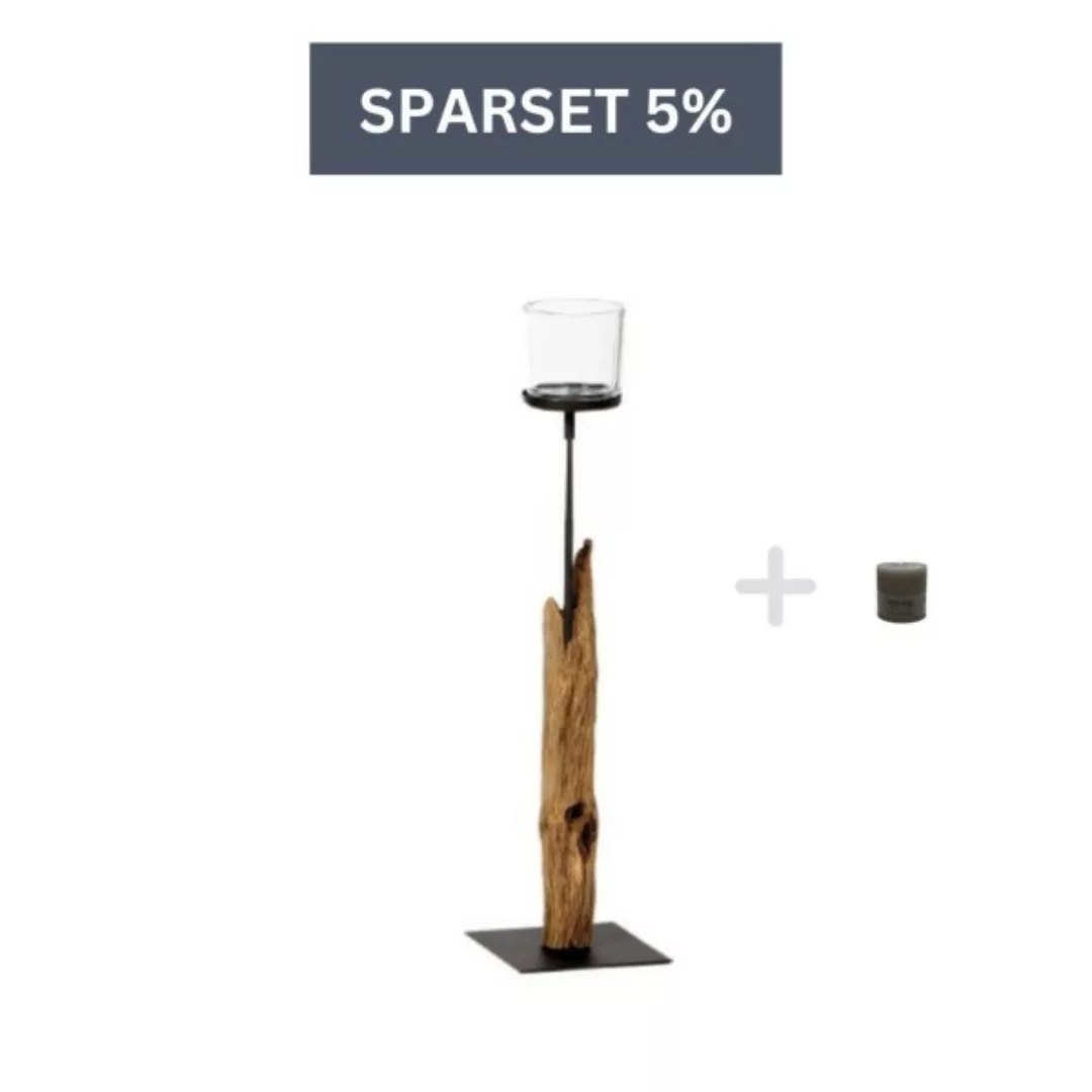 Holz Windlicht Laura Windlicht 80 cm + eine Kerze-Grau günstig online kaufen