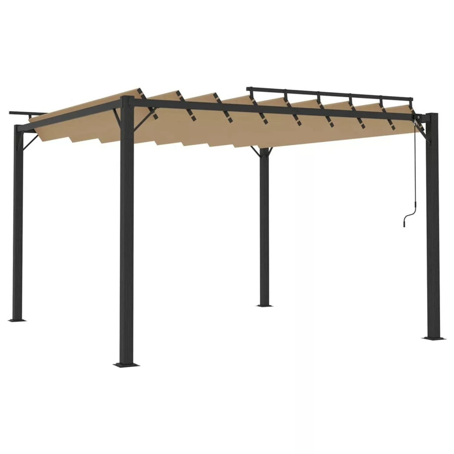 vidaXL Pavillon mit Lamellendach 3x3 m Taupe Stoff und Aluminium günstig online kaufen