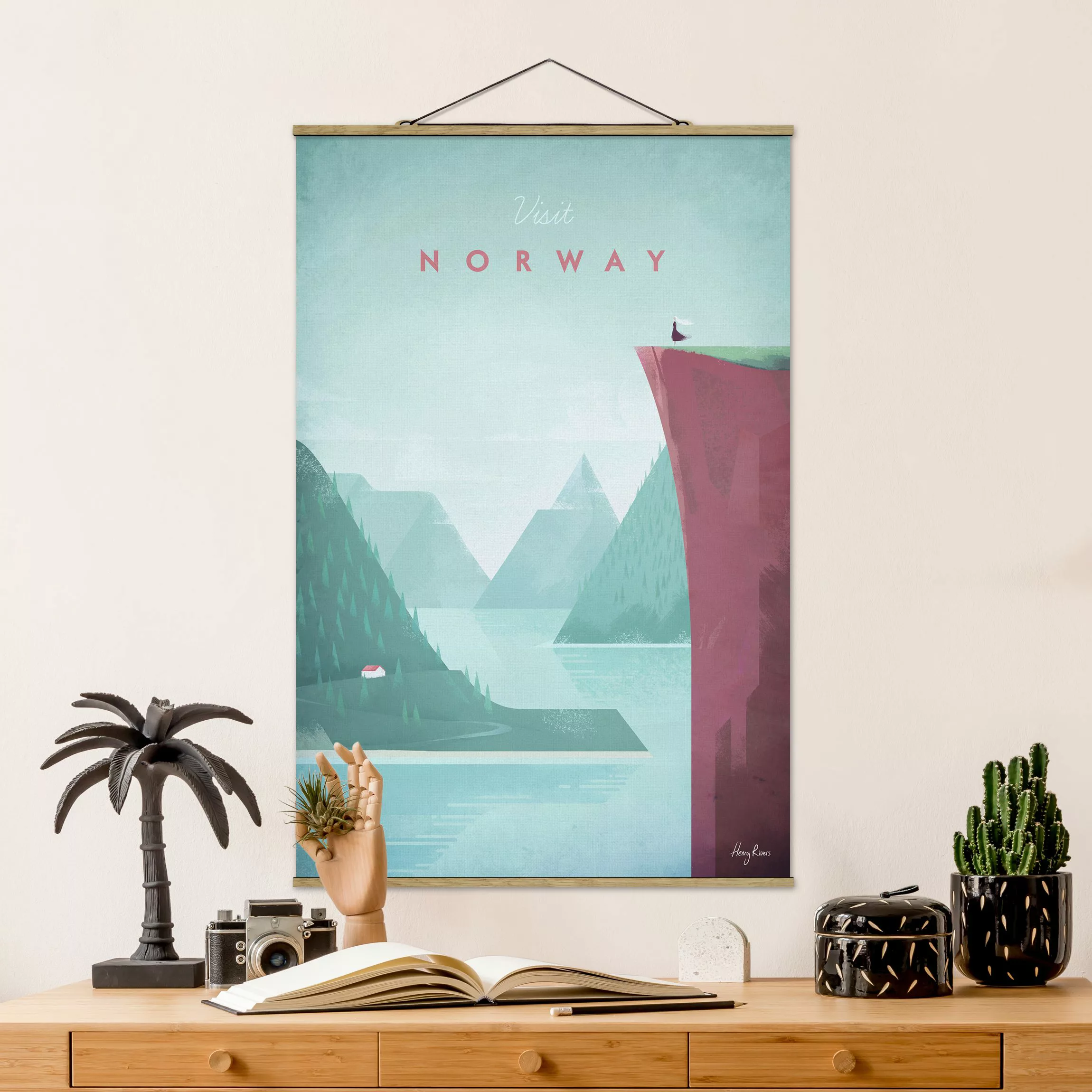 Stoffbild mit Posterleisten - Hochformat Reiseposter - Norwegen günstig online kaufen