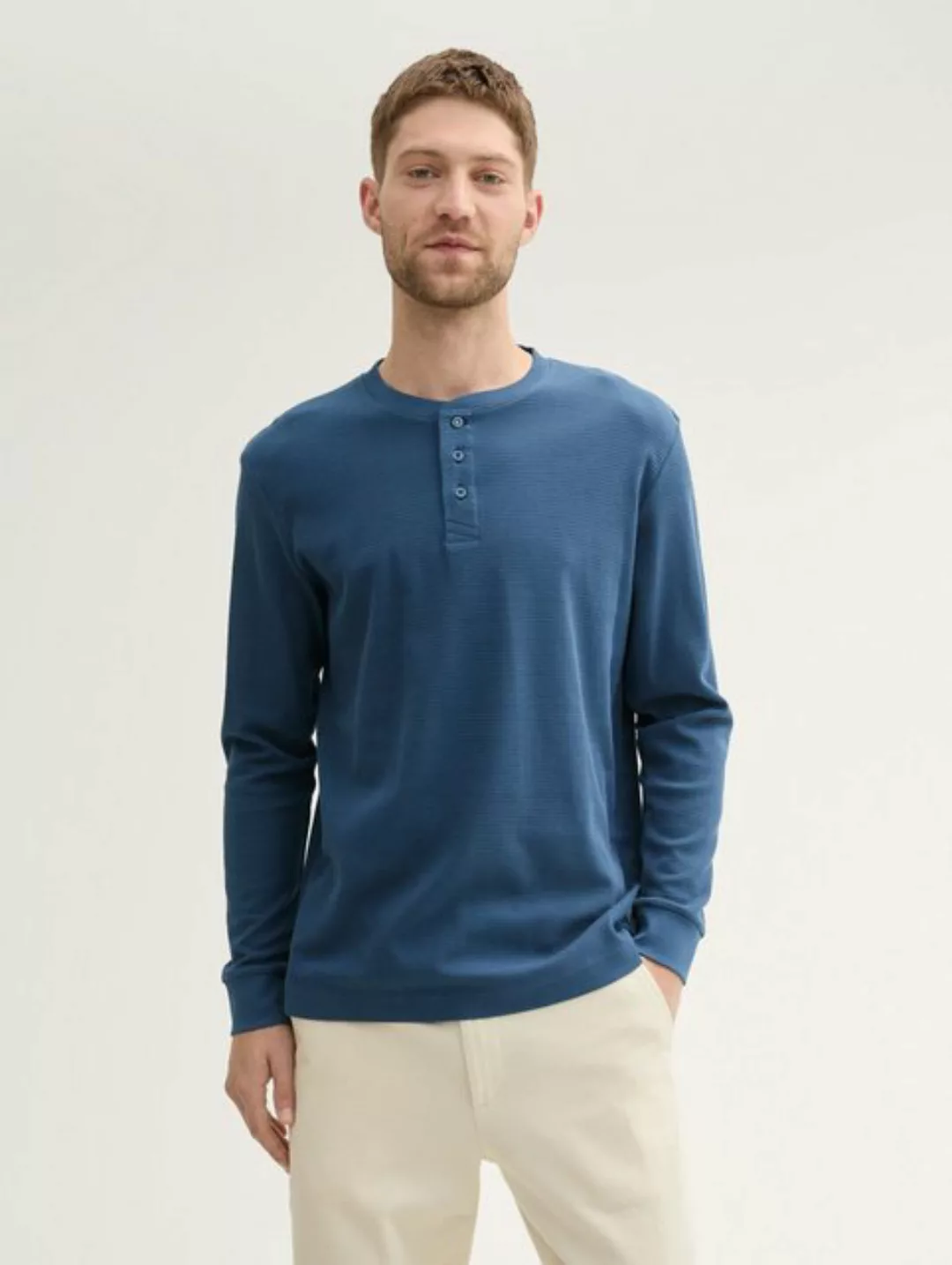 TOM TAILOR T-Shirt Henley Langarmshirt mit Struktur günstig online kaufen