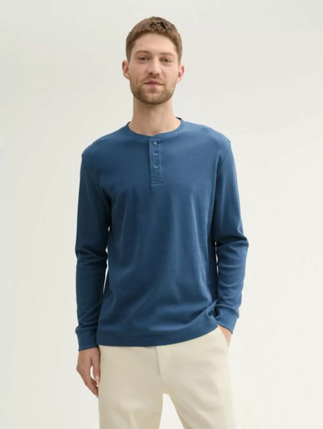 TOM TAILOR Langarmshirt Henley Langarmshirt mit Struktur günstig online kaufen