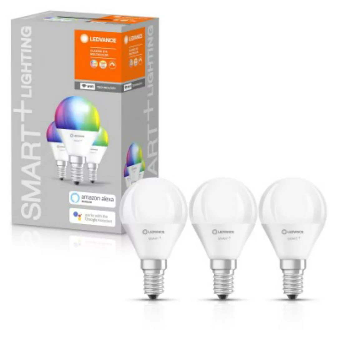 LEDVANCE SMART+ WiFi E14 5W Tropfen RGBW 3er günstig online kaufen