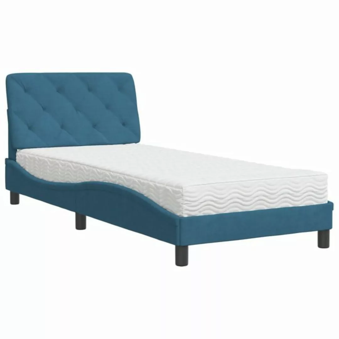 vidaXL Bett Bett mit Matratze Blau 90x190 cm Samt günstig online kaufen