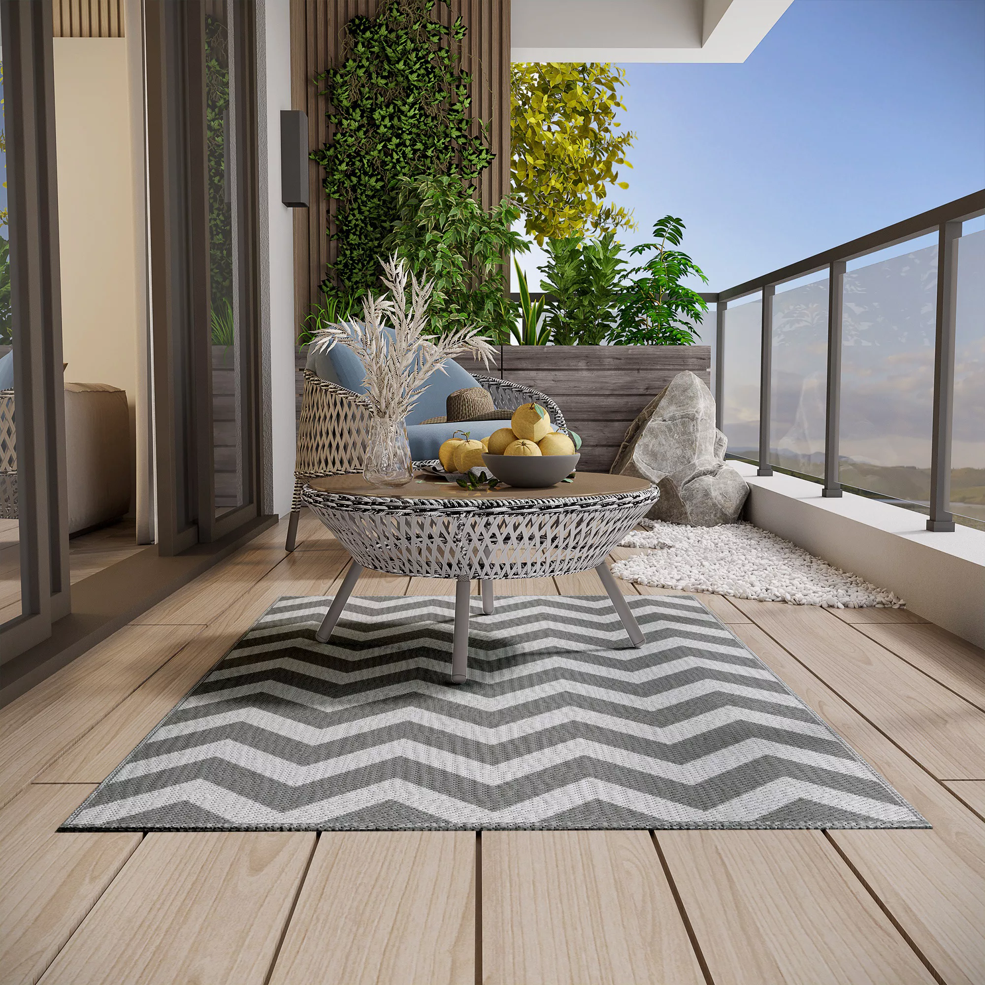 Outsunny Outdoorteppich wasserdichter Kunststoffteppich, für Terrasse, günstig online kaufen
