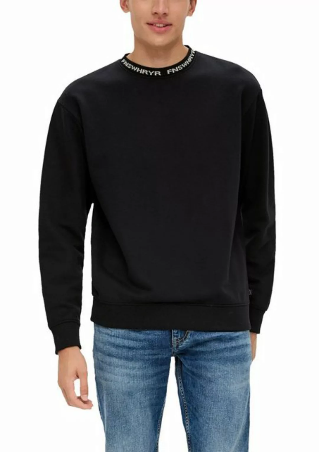 QS Sweatshirt mit Jacquard-Blende günstig online kaufen