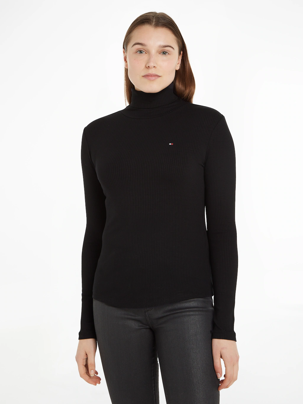 Tommy Hilfiger Langarmshirt "SLIM 5X2 RIB ROLL-NK LS", in gerippter Struktu günstig online kaufen