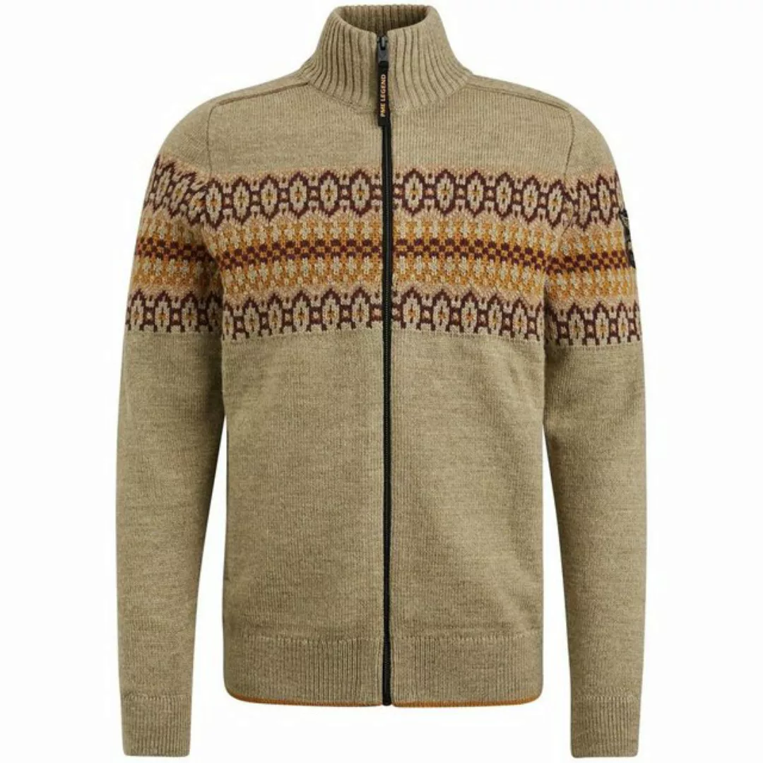 PME LEGEND Strickjacke Zip jacket fair isle, Sand Melange günstig online kaufen