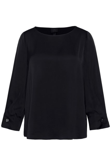 Ulla Popken Hemdbluse Shirtbluse Ärmel-Zierfalten Rundhals Langarm günstig online kaufen