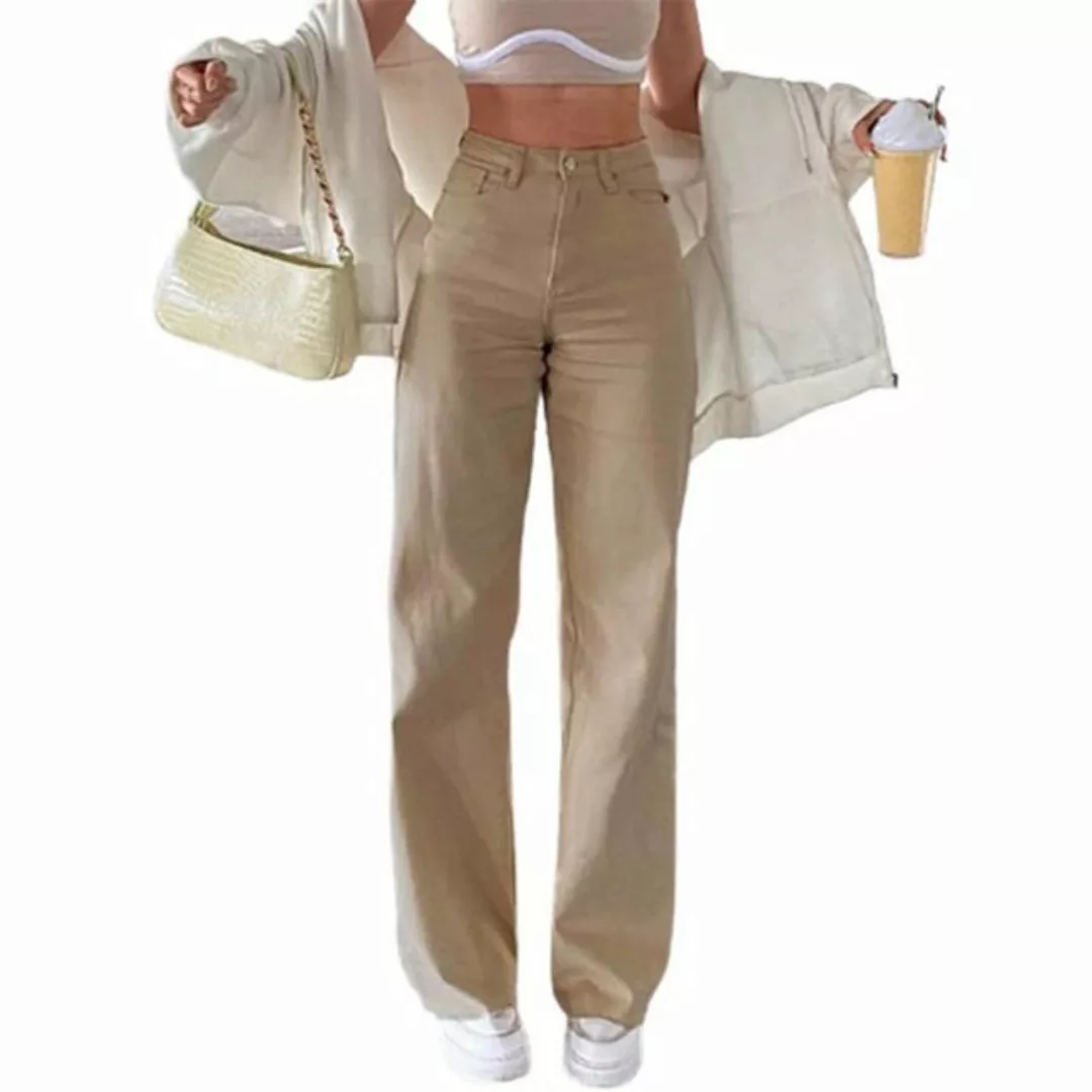 FIDDY Baukastenhose High Waist Damen Jeans mit lockerer hoher Taille Stretc günstig online kaufen